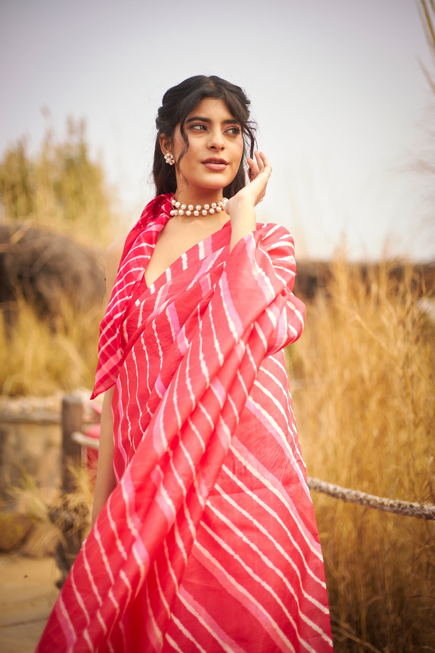 Tussar Silk Saree in Leheriya Print