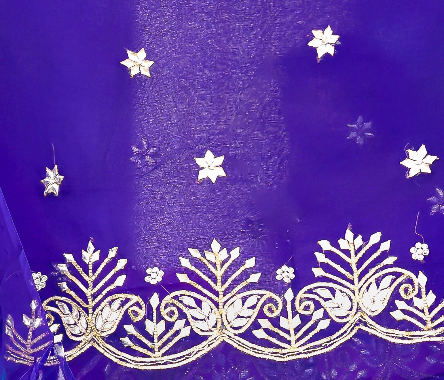 Graceful Leheriya Saree in Organza with Traditional Gota Patti