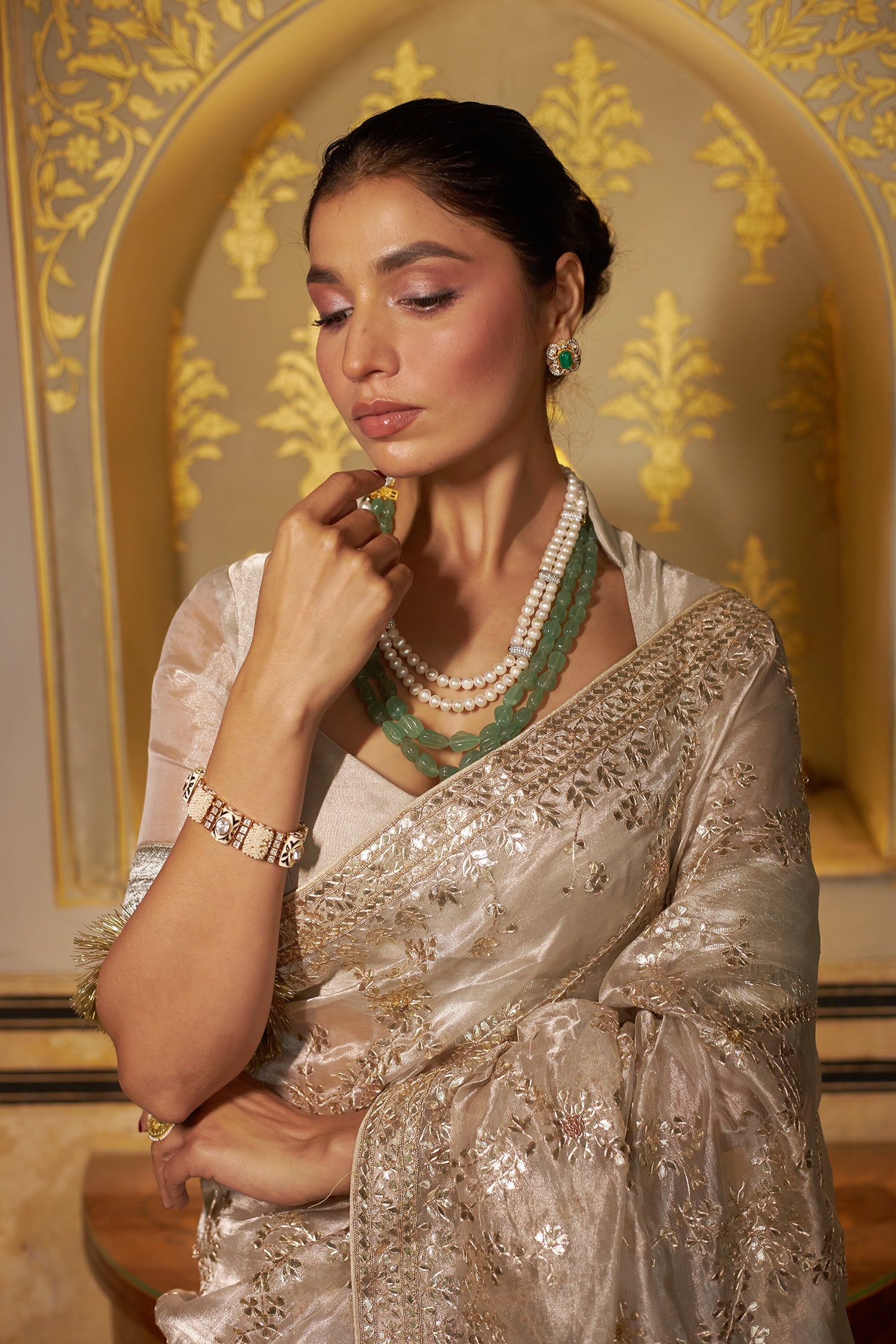 Exquisite Tissue Saree Adorned with Intricate Gota Patti Jaal work