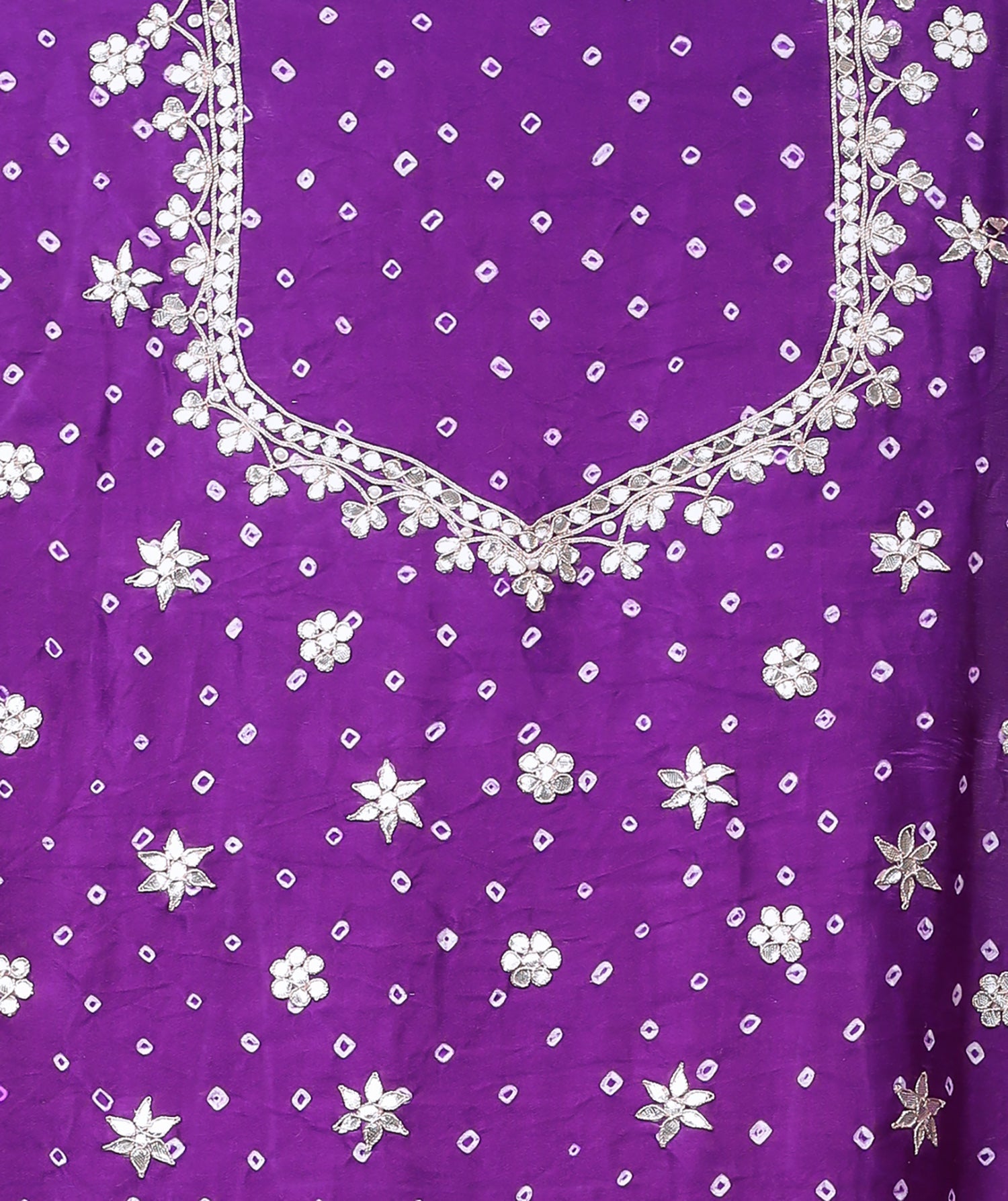 Silk Bandhej Saree with Checkered Gota Pattern.