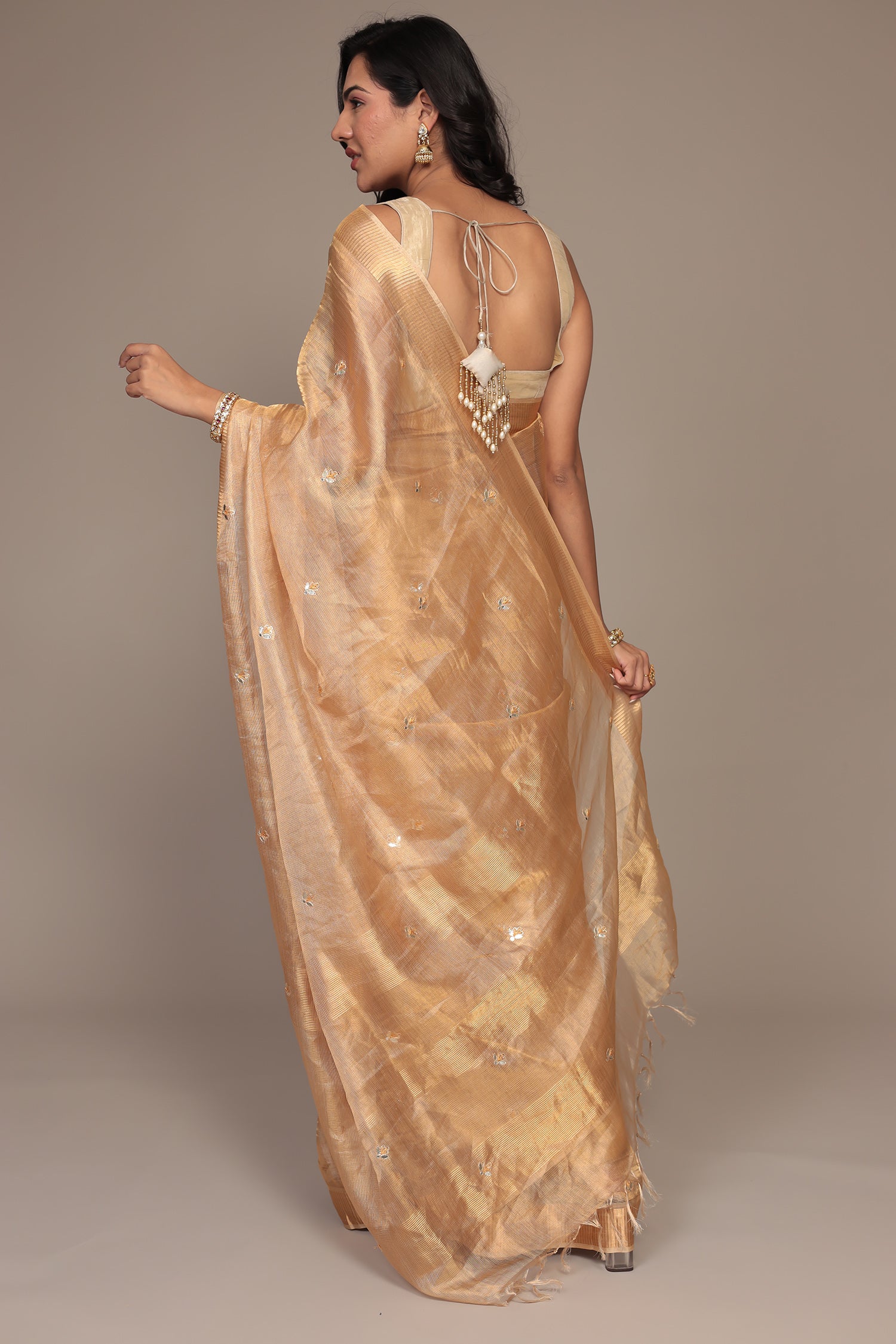 Tissue Saree Embroidered with Gota Patti work