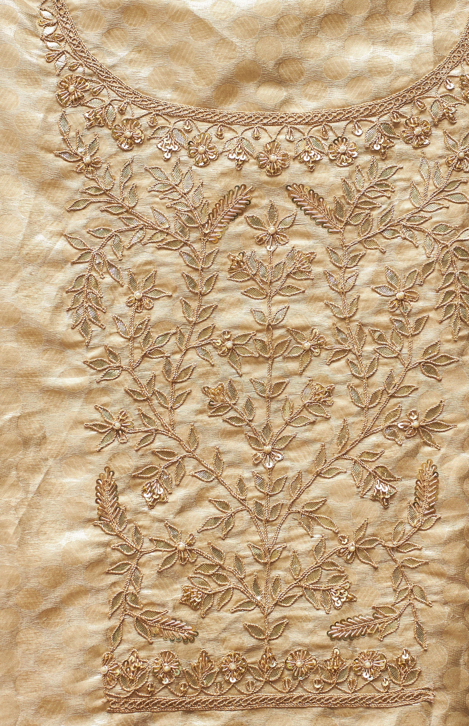 Tissue Saree with Gota & Zardozi Embroidery.