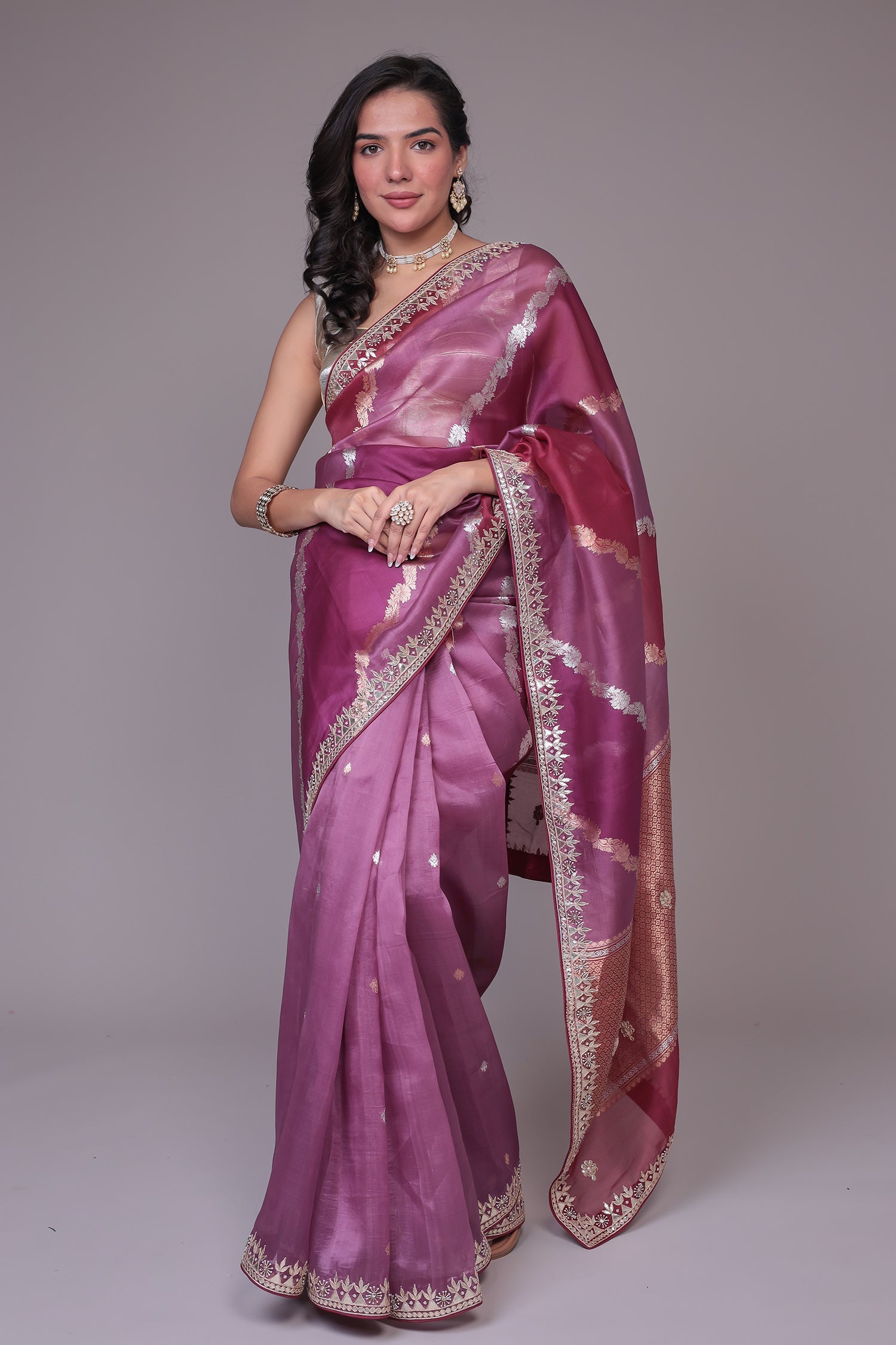 Banarasi Organza Saree with Gota Patti work