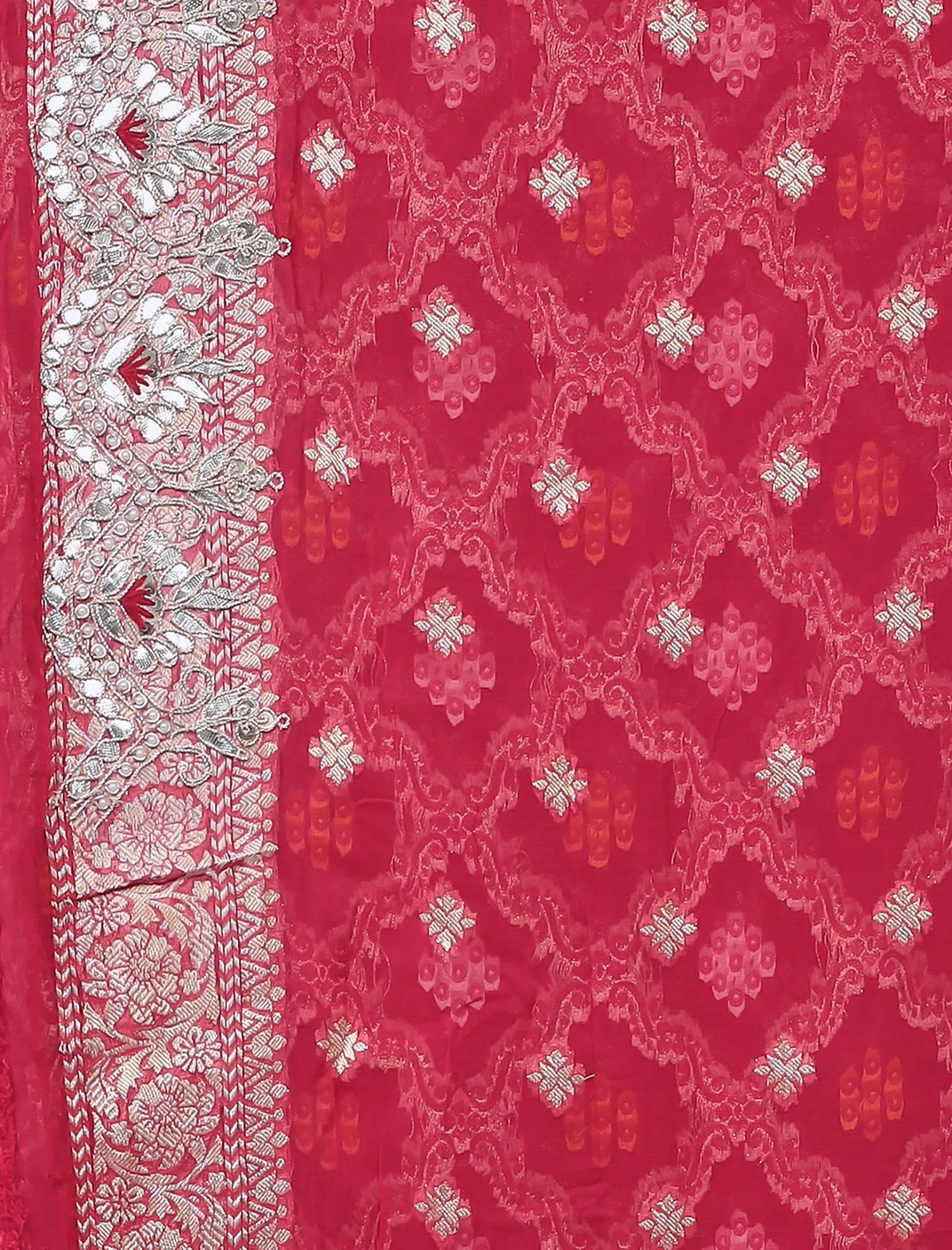 Bandhej Handloom Georgette Saree with Gota Patti work