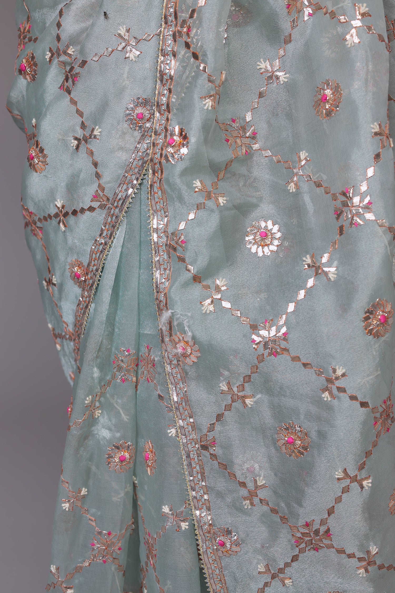 Organza Saree Full Embroidered with Gota Patti work