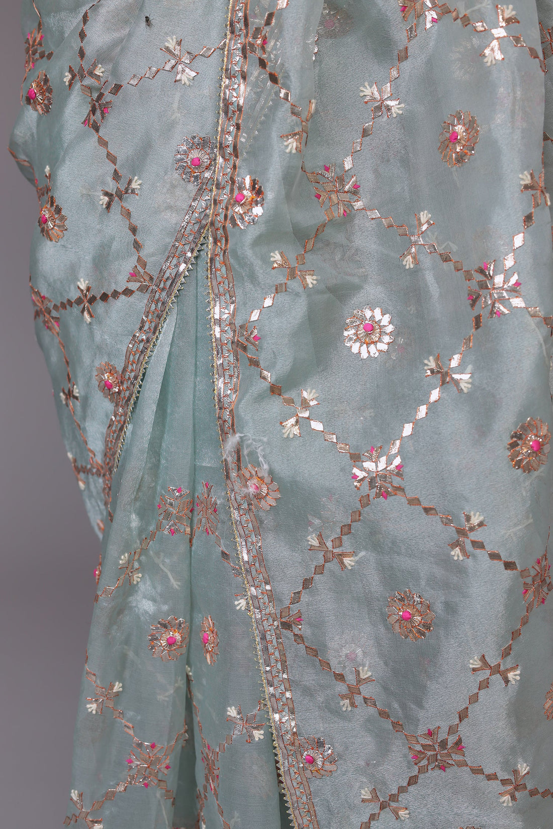 Organza Saree Full Embroidered with Gota Patti work