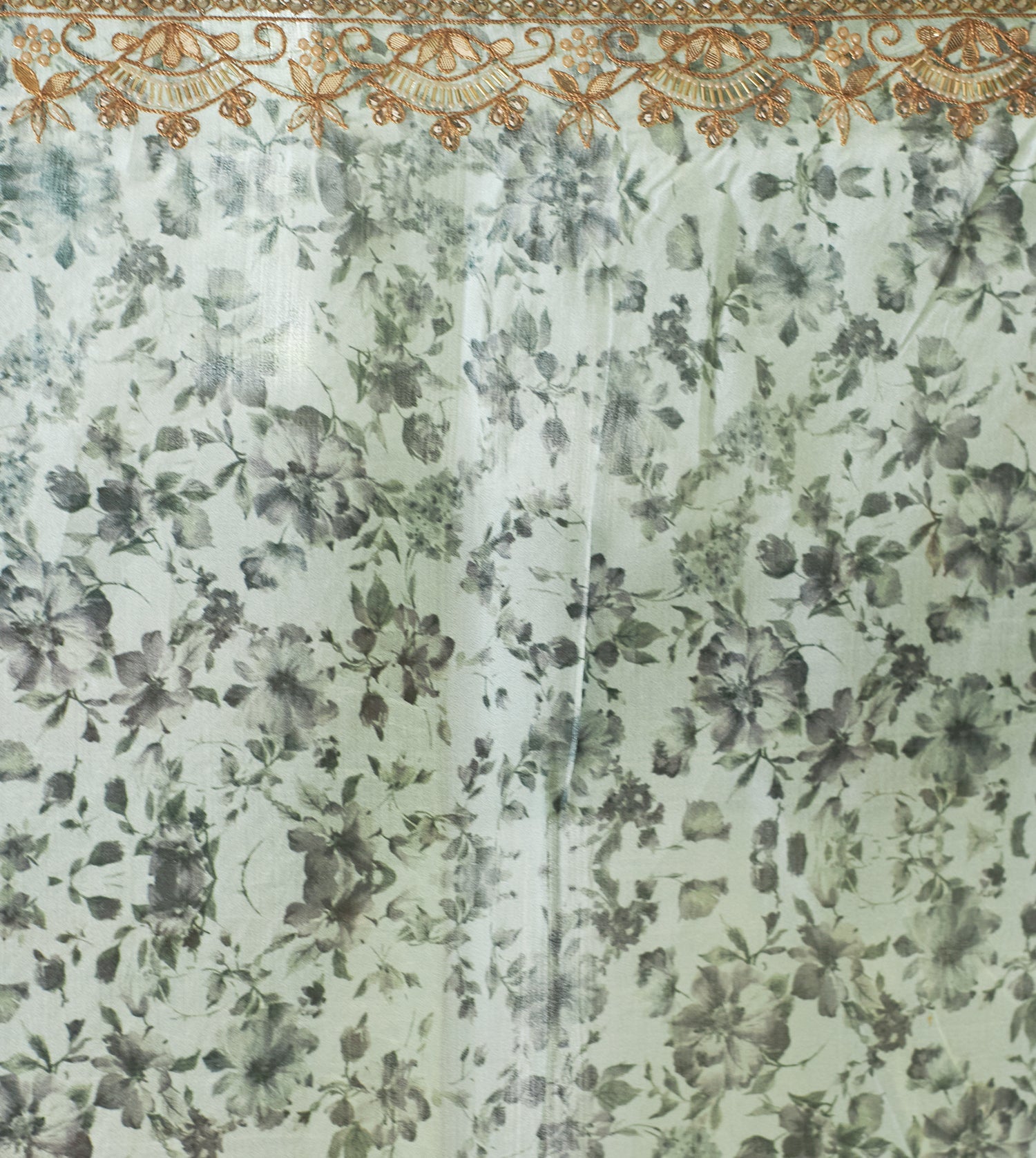 Printed Organza Saree Embellished with Gota Patti work