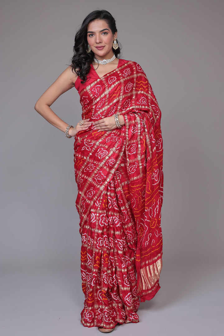 Bandhej Ghatchola Silk Saree with Zari work