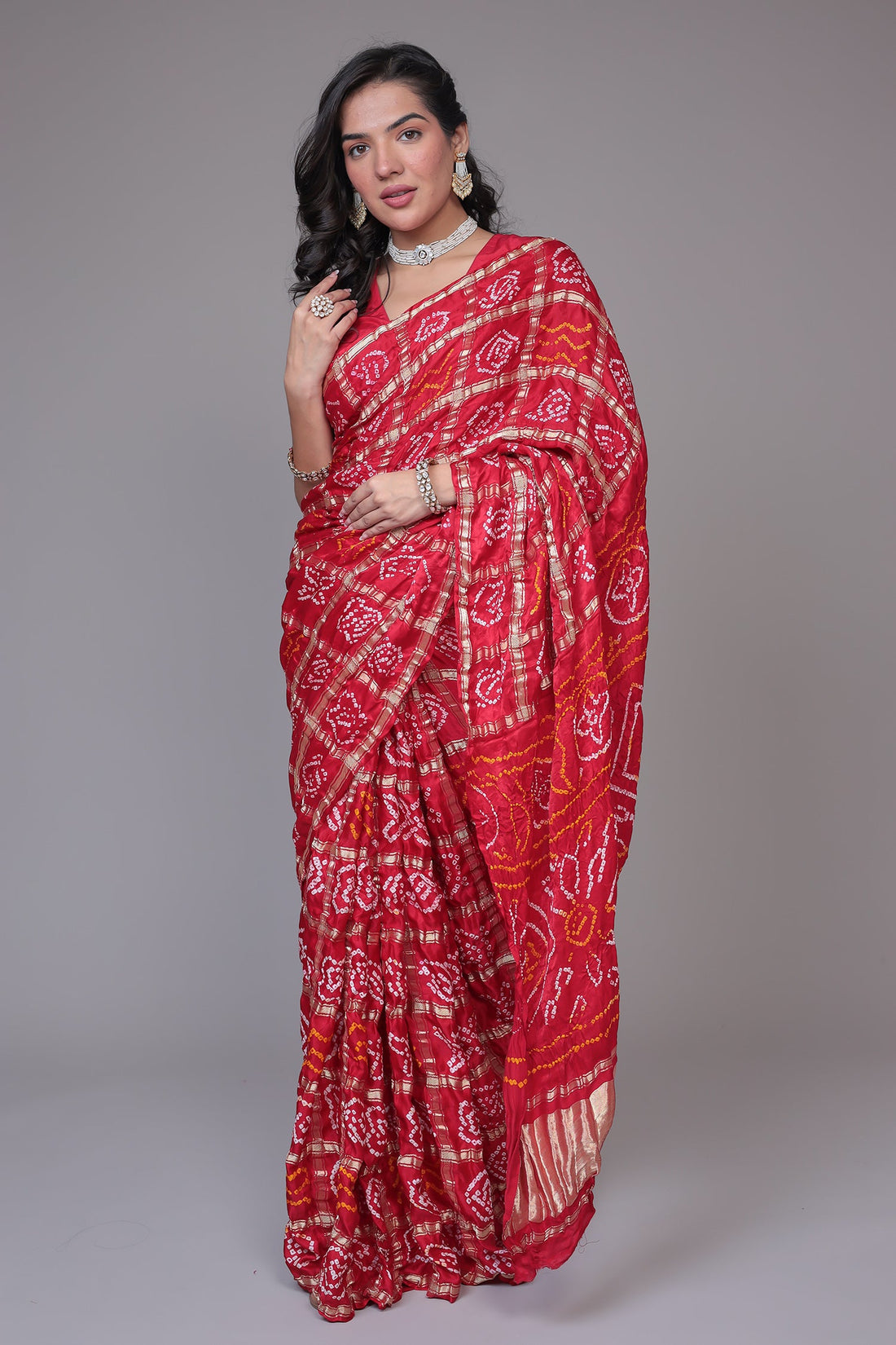Bandhej Ghatchola Silk Saree with Zari work