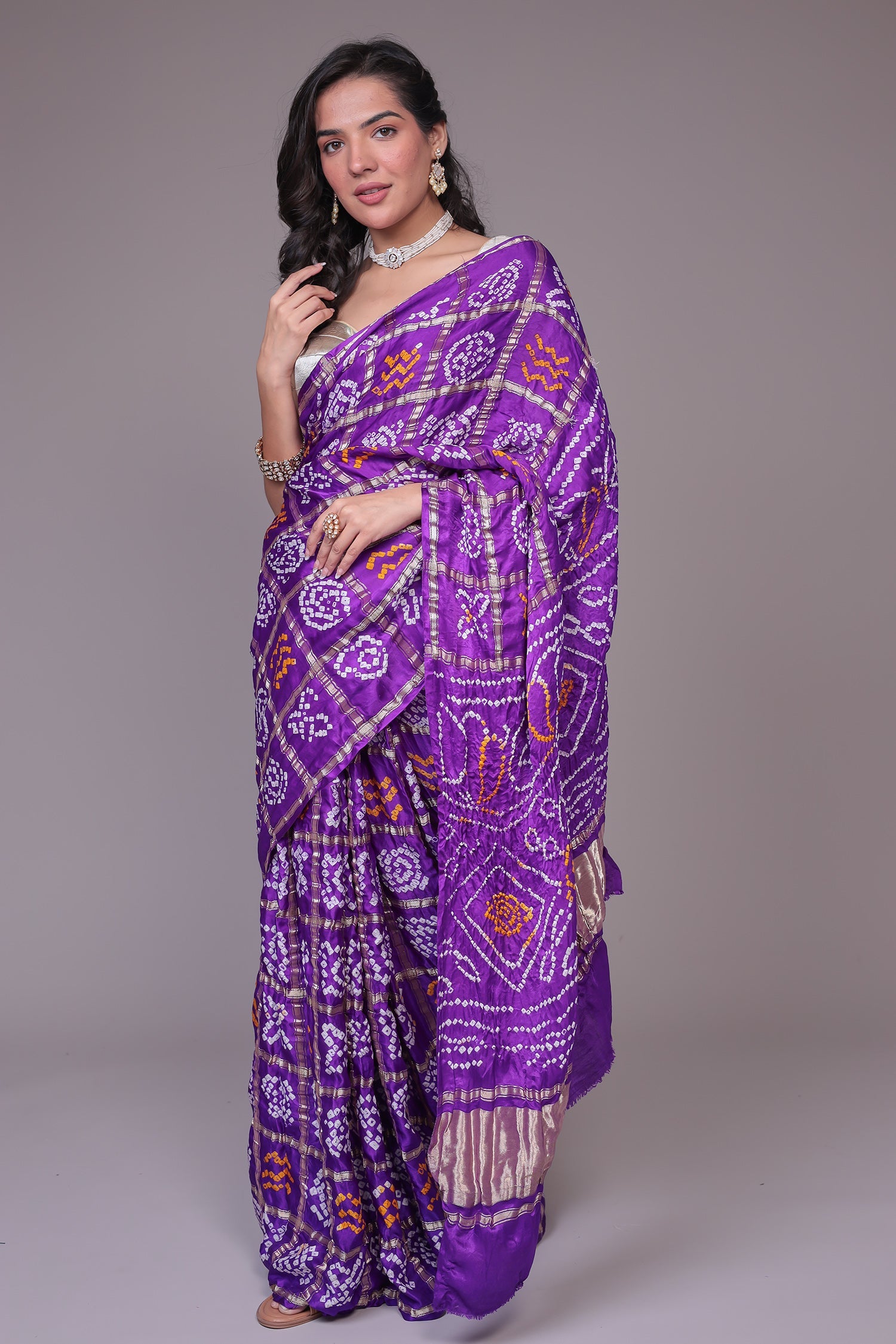 Bandhej Ghatchola Silk Saree with Zari work