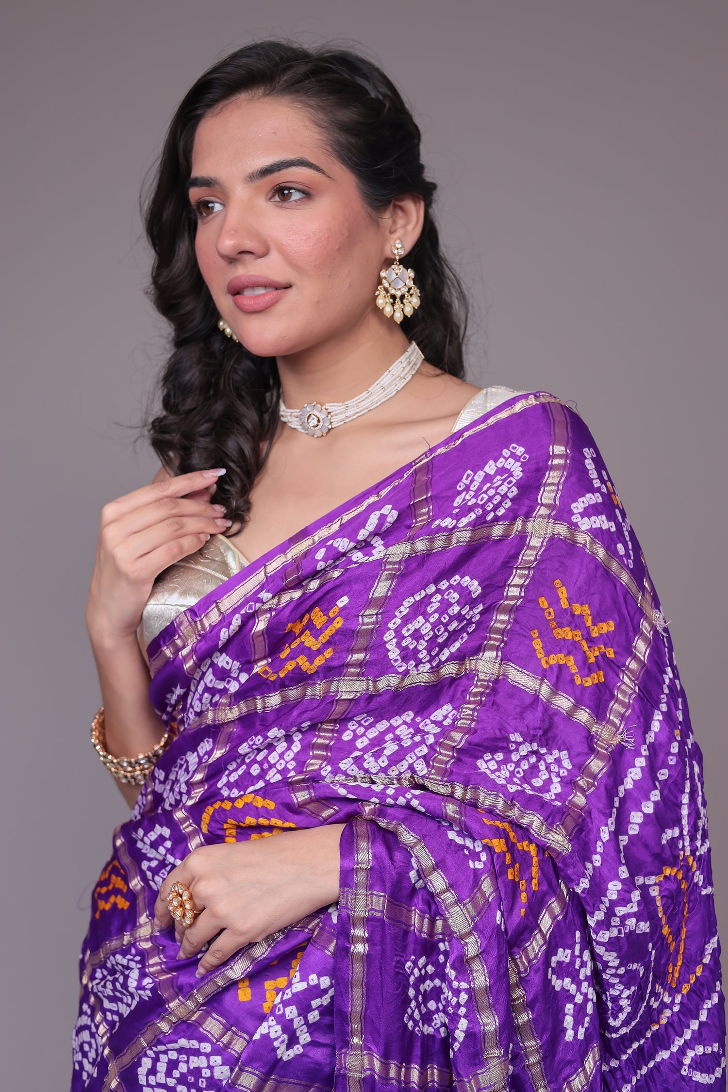 Bandhej Ghatchola Silk Saree with Zari work