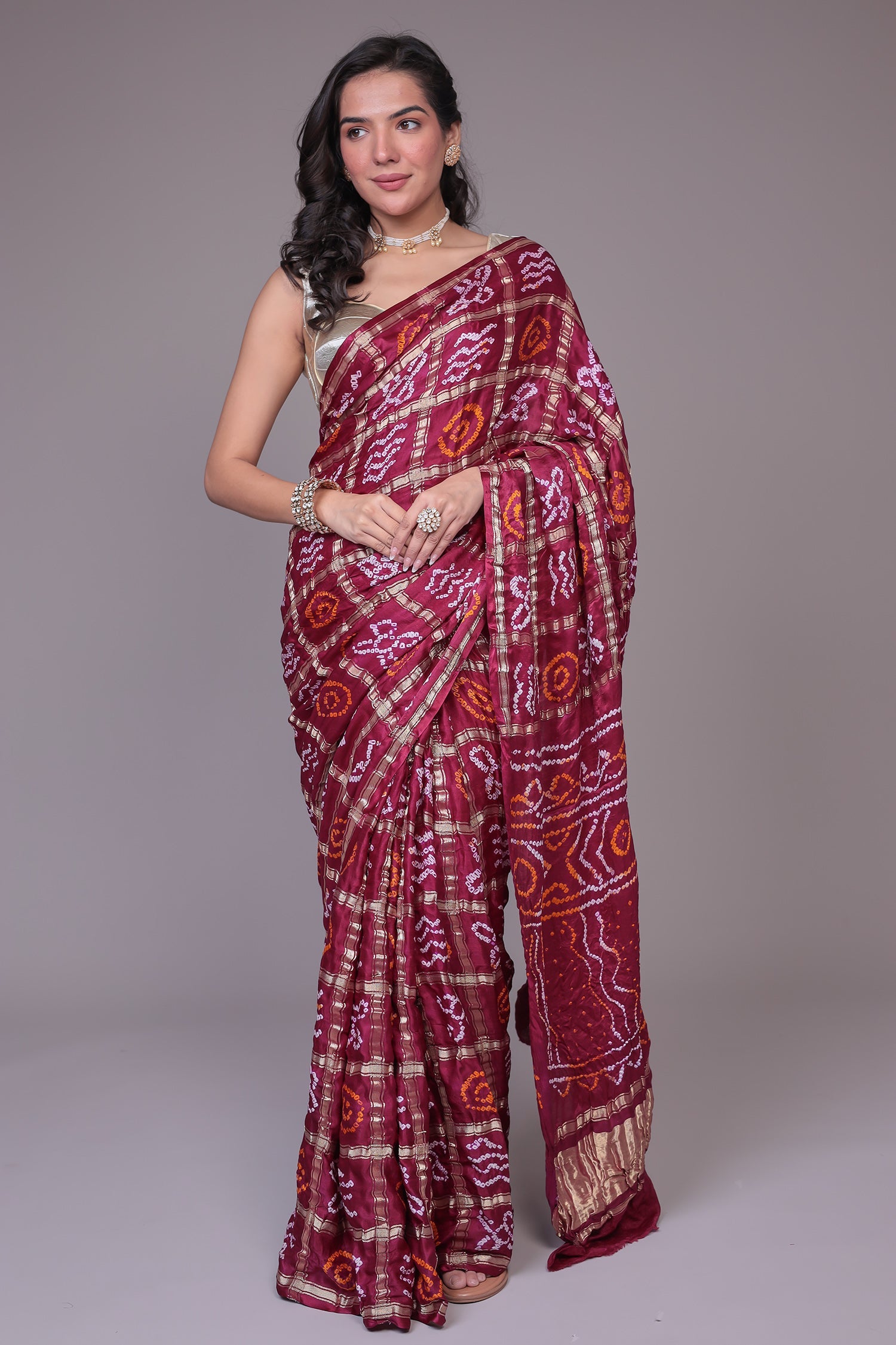 Bandhej Ghatchola Silk Saree with Zari work