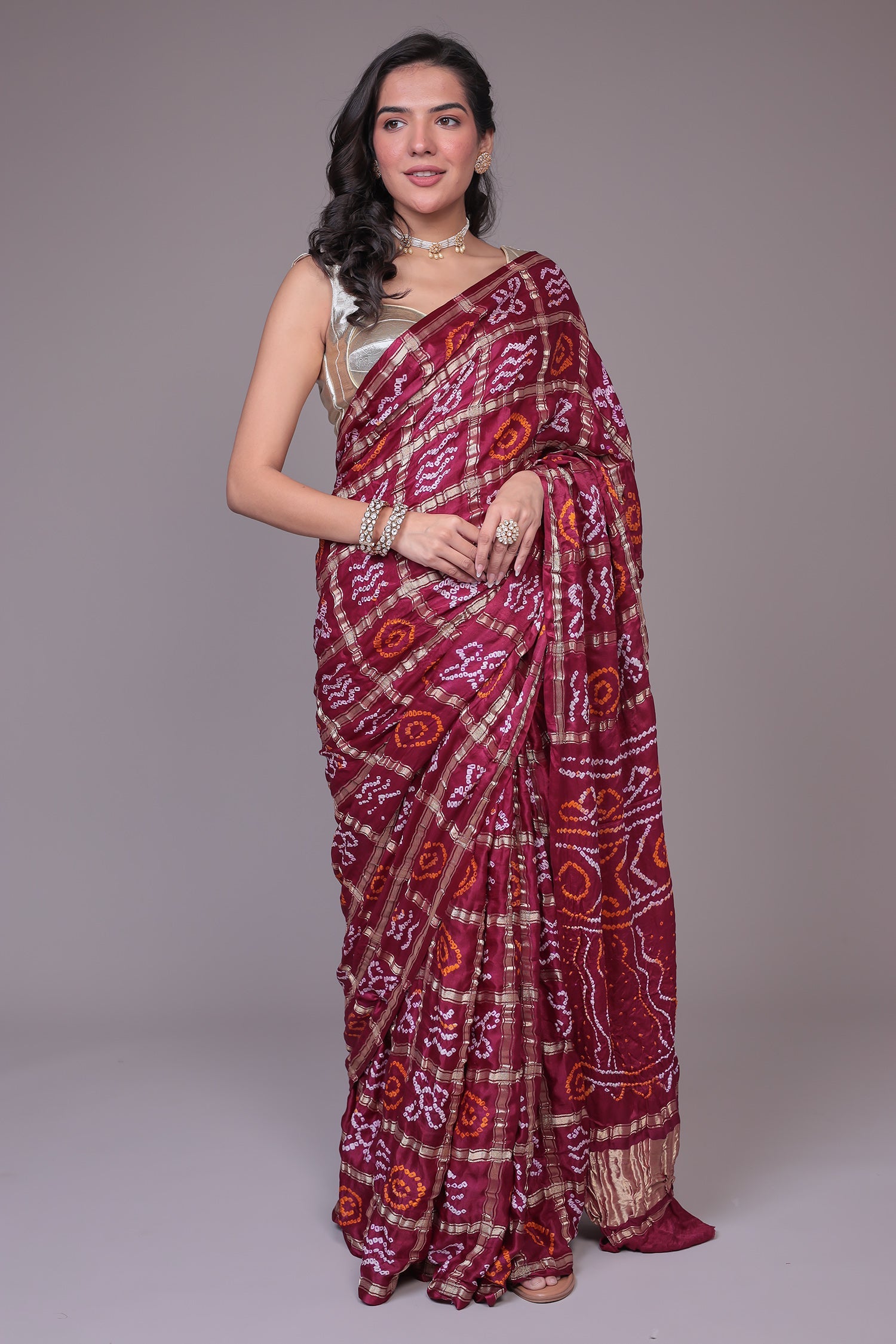 Bandhej Ghatchola Silk Saree with Zari work