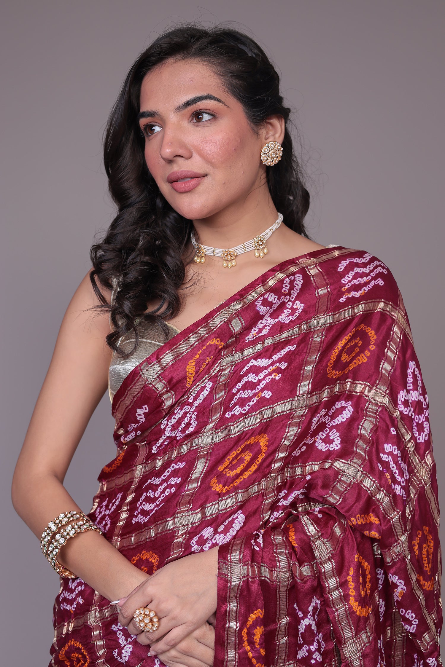 Bandhej Ghatchola Silk Saree with Zari work