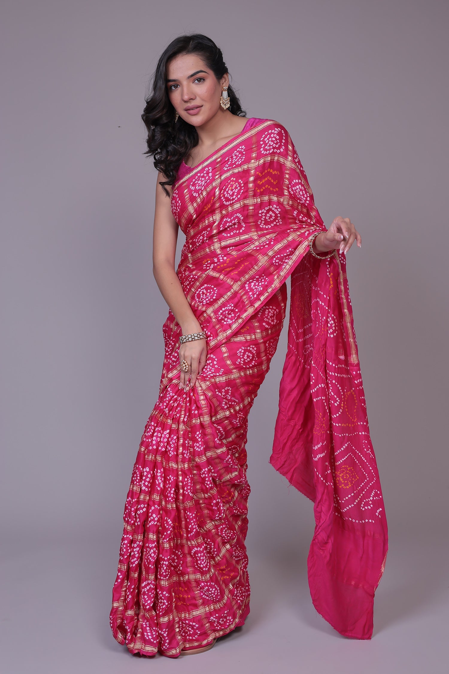 Bandhej Ghatchola Silk Saree with Zari work