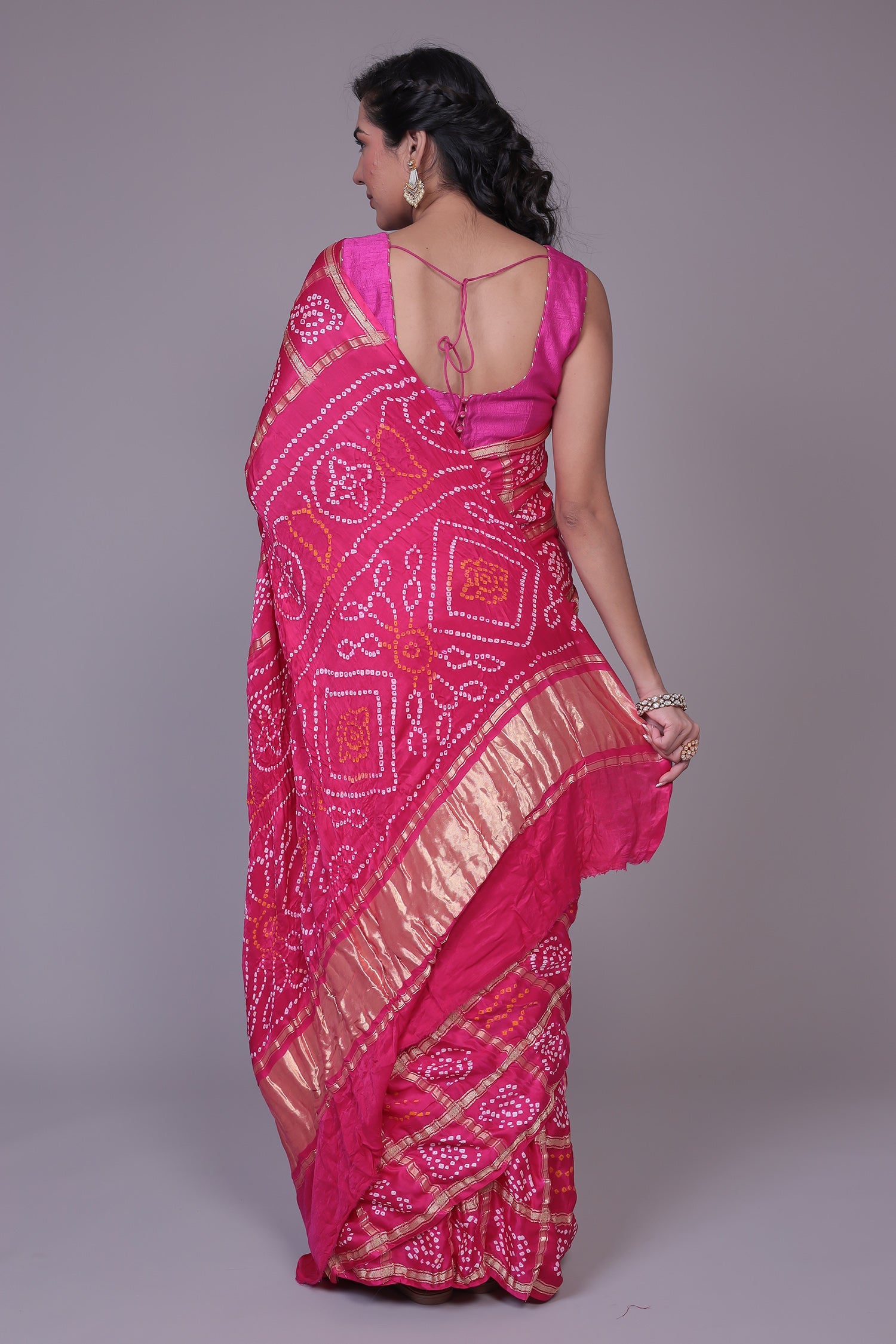 Bandhej Ghatchola Silk Saree with Zari work