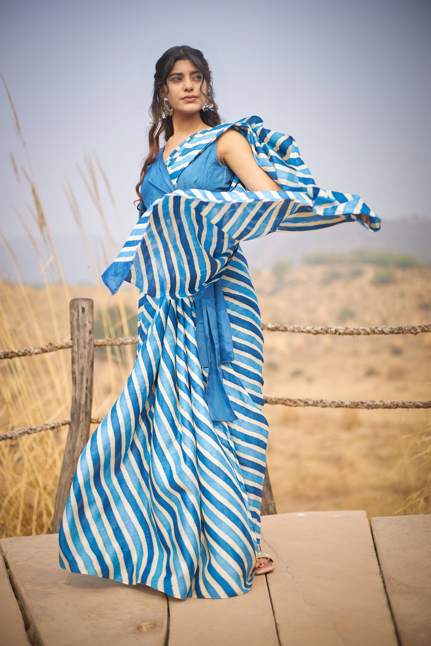 Tussar Silk Saree in Leheriya Print