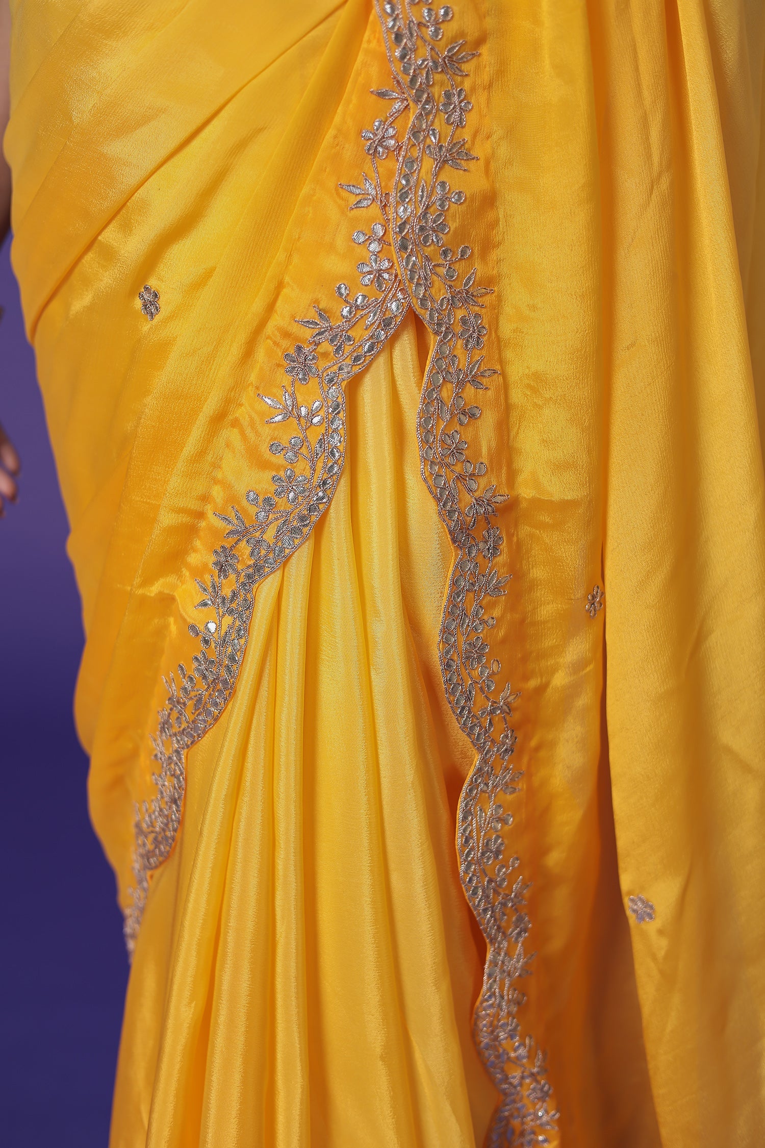 Silk Chinon Saree with Gota Patti work