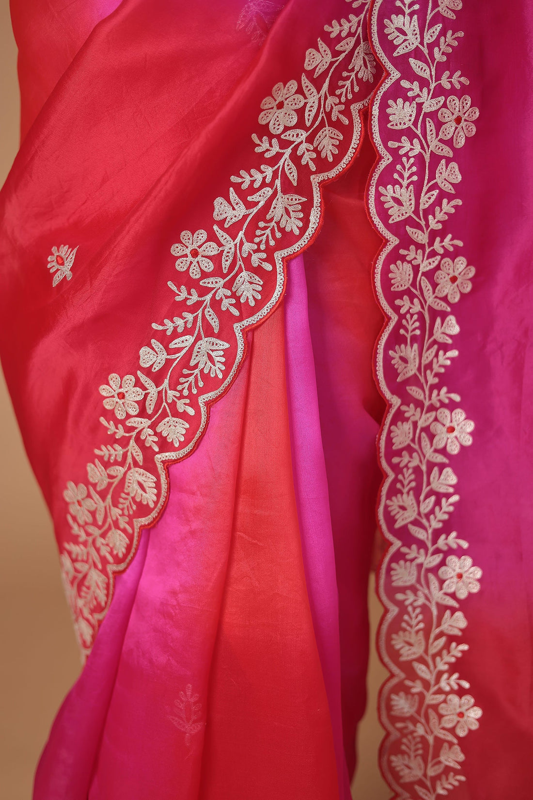 Organza Saree with Pittan work
