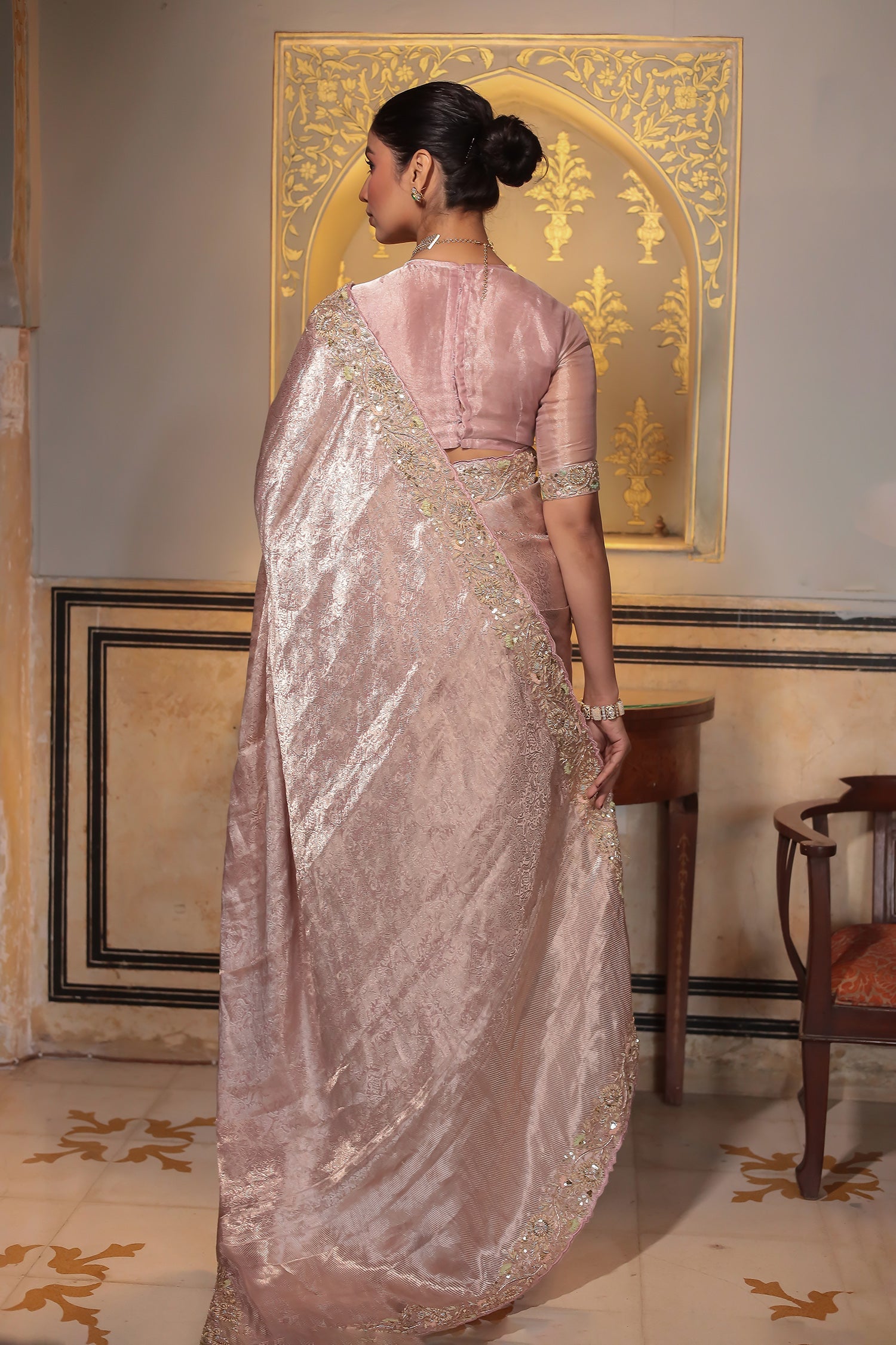 Handloom Silk Saree with Thread and Zardozi work