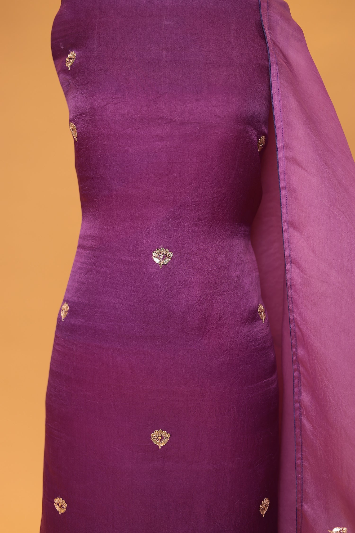 Soft Organza Unstitched Suit with Dori and Gota Patti work