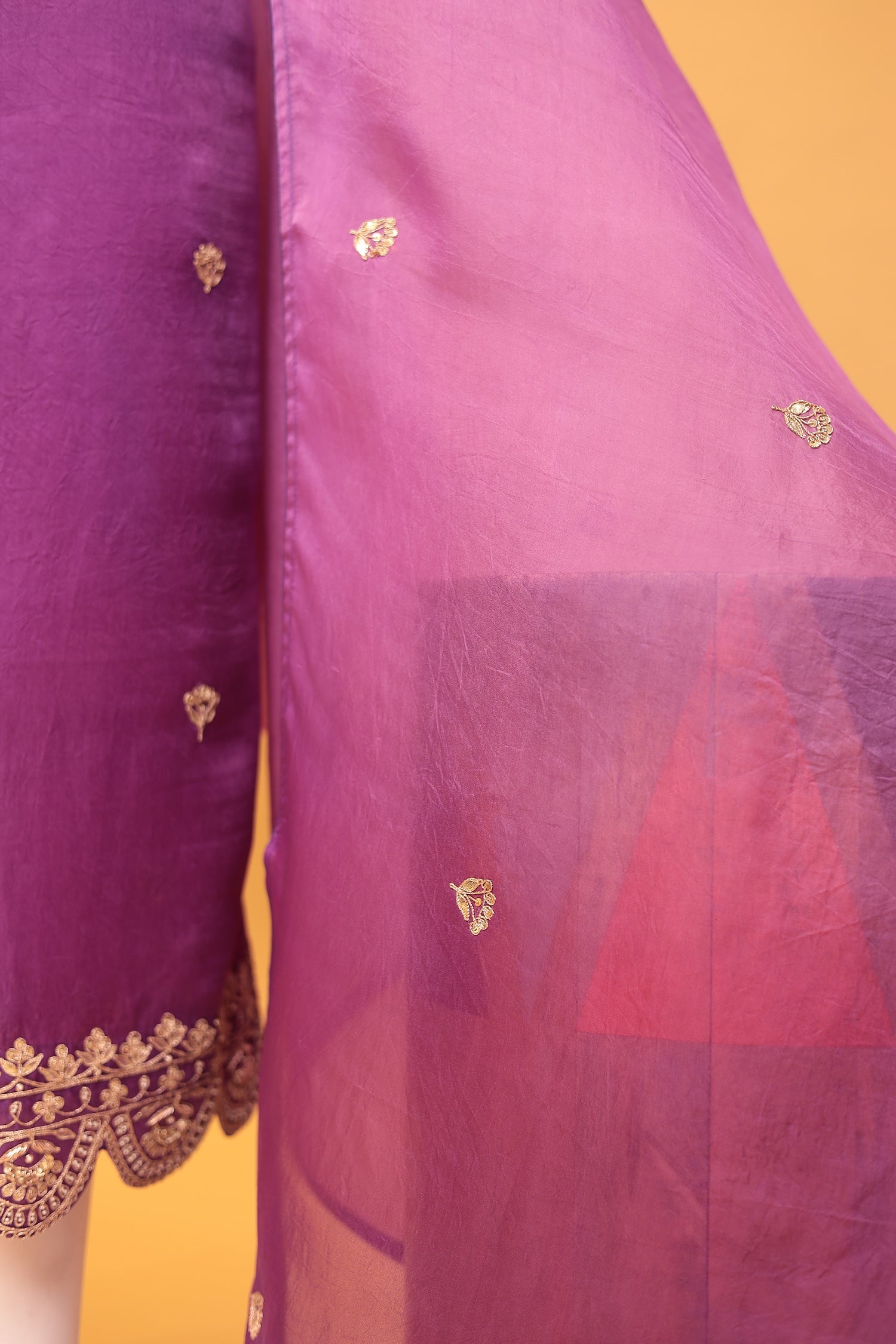 Soft Organza Unstitched Suit with Dori and Gota Patti work