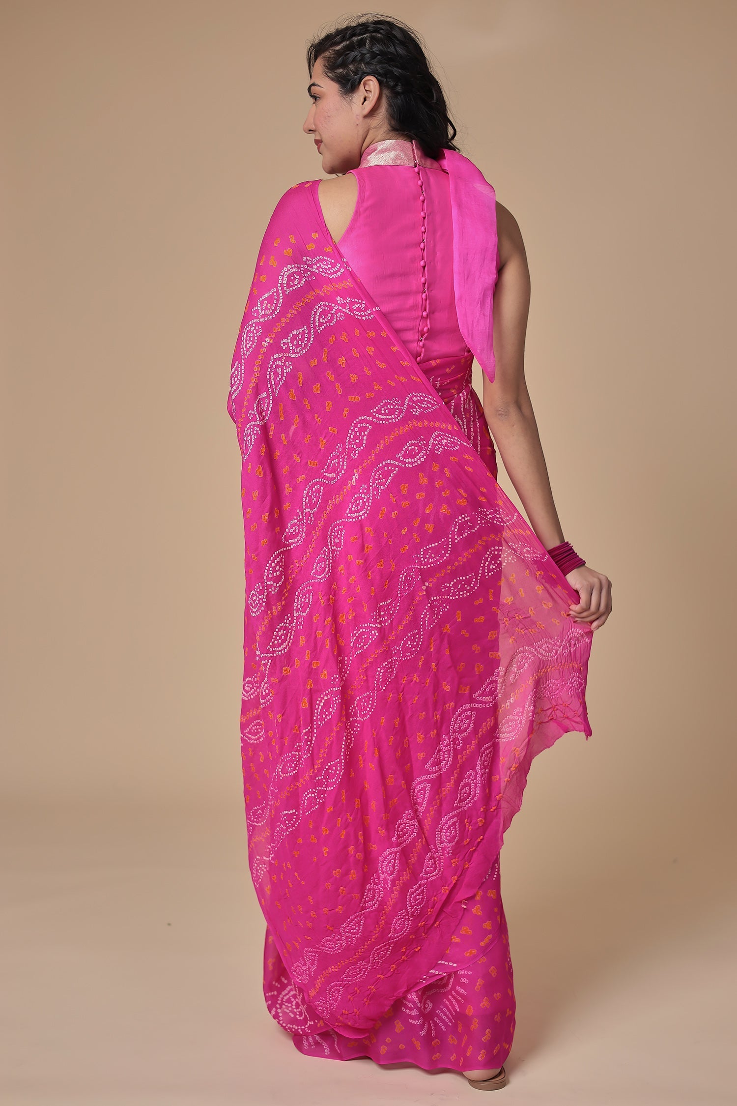 Timeless Bandhej Georgette Saree