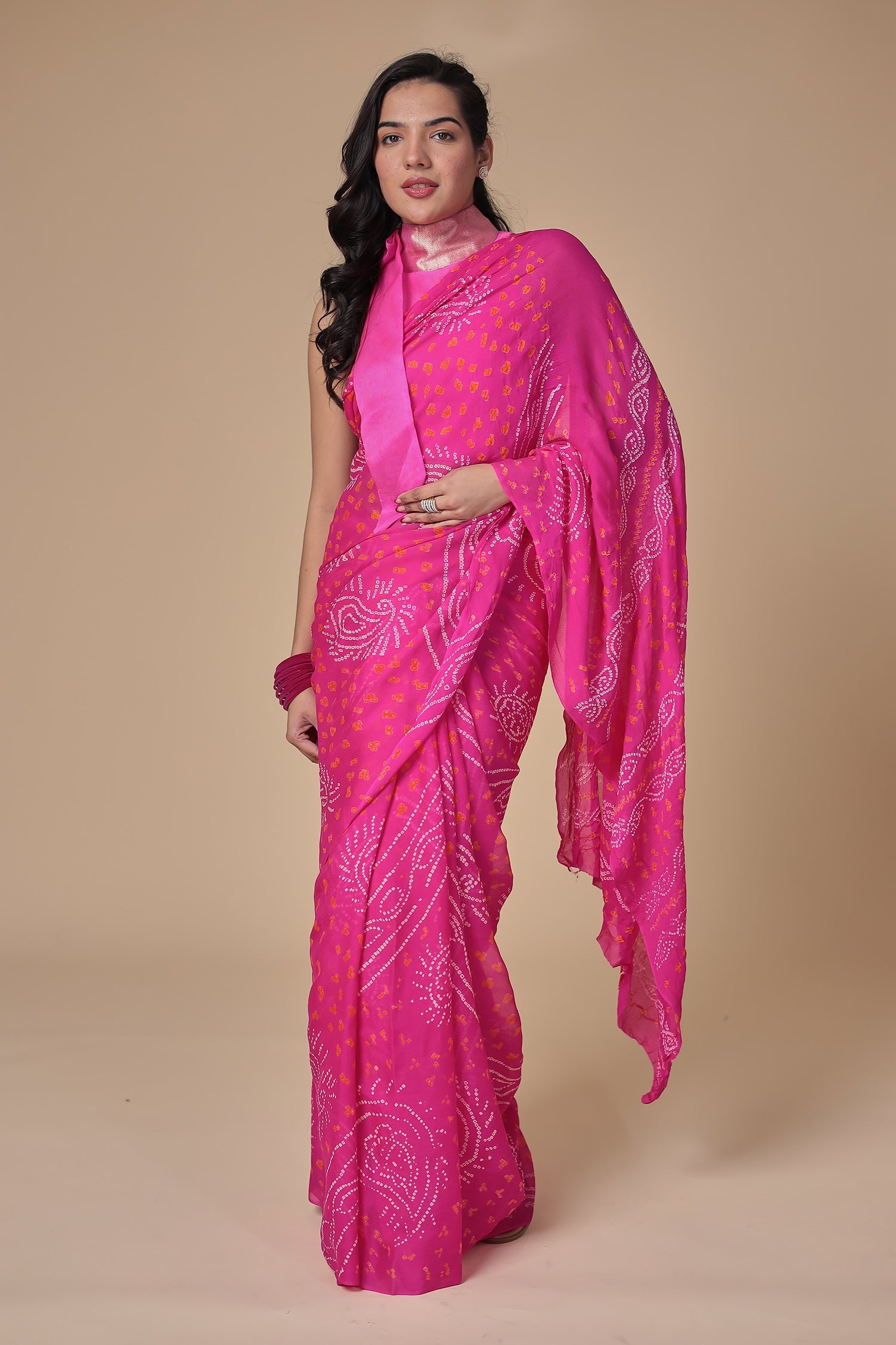 Timeless Bandhej Georgette Saree