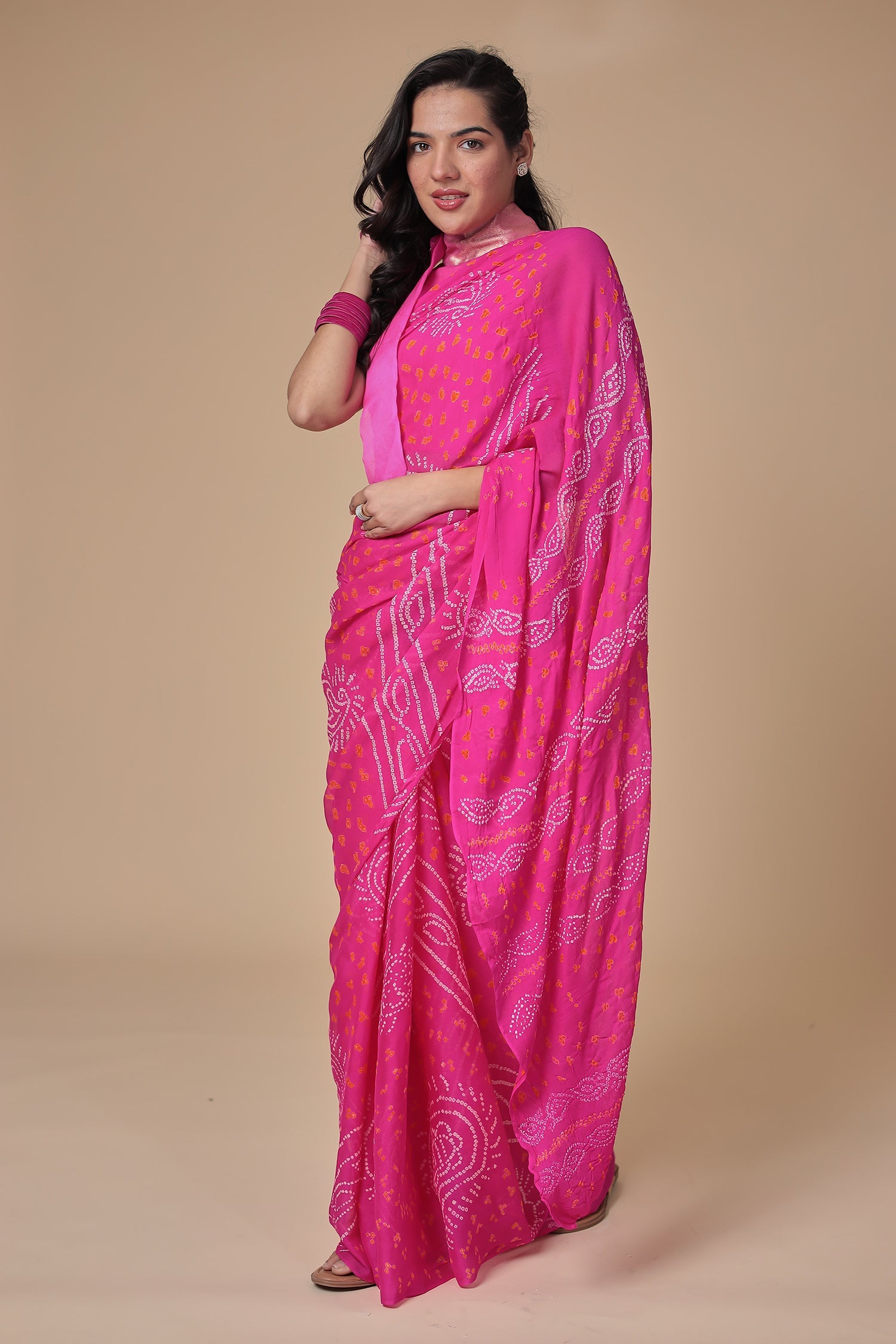 Timeless Bandhej Georgette Saree