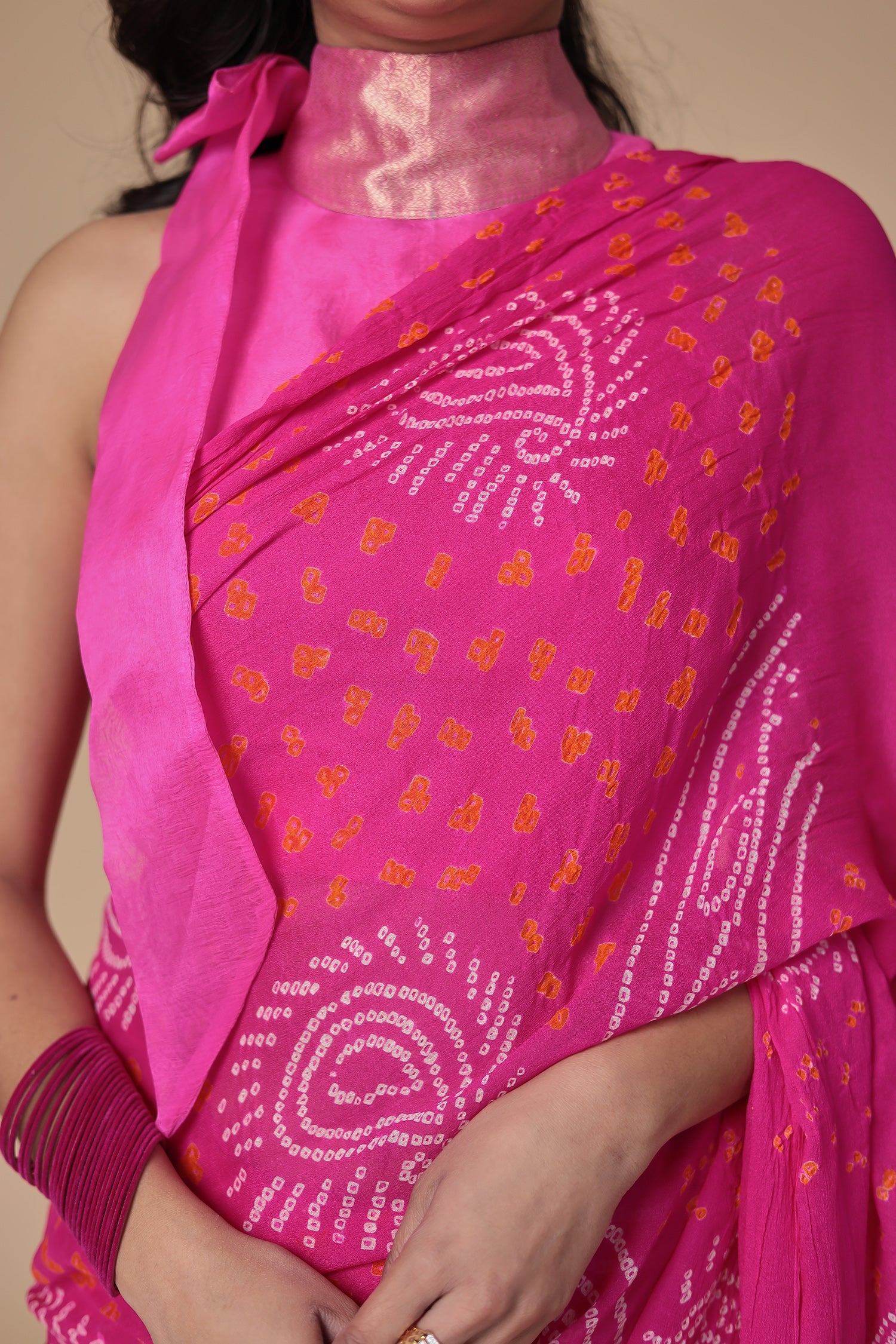 Timeless Bandhej Georgette Saree