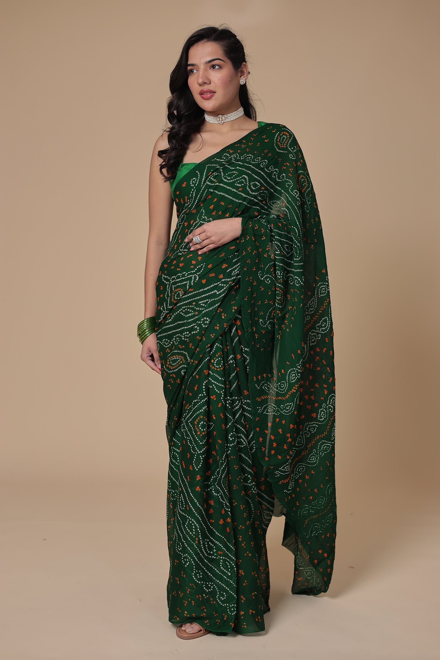 Timeless Bandhej Georgette Saree