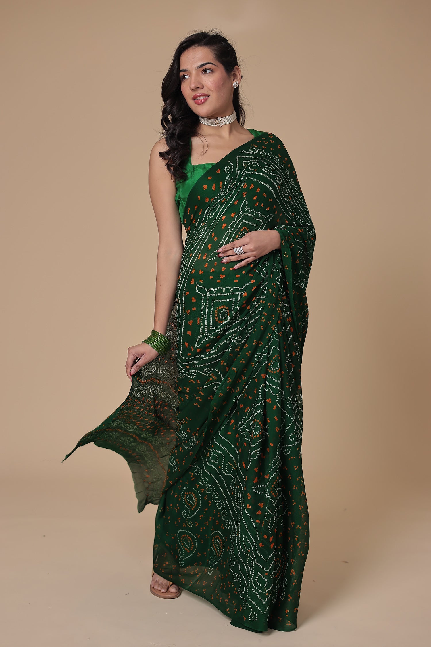 Timeless Bandhej Georgette Saree