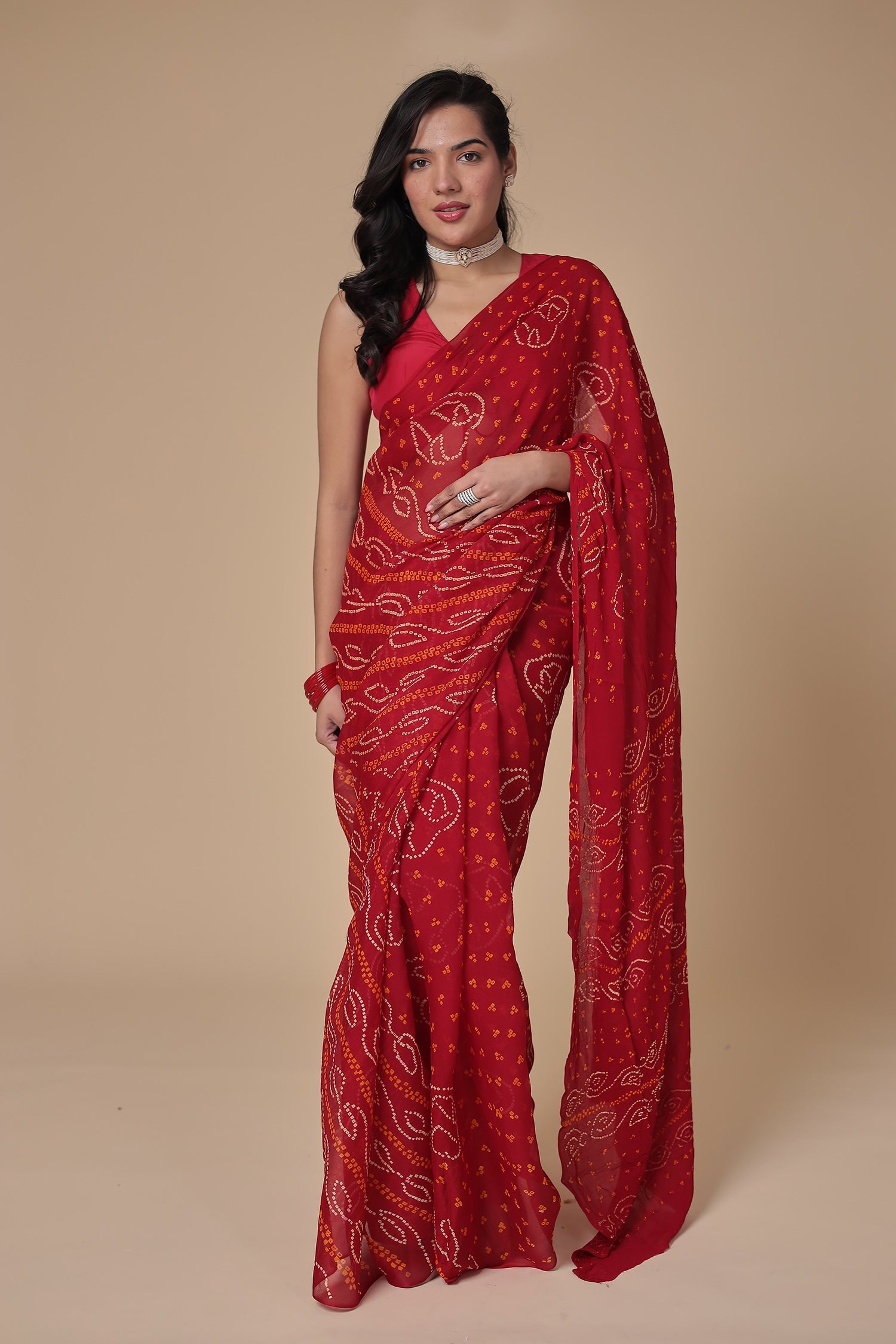 Timeless Bandhej Georgette Saree