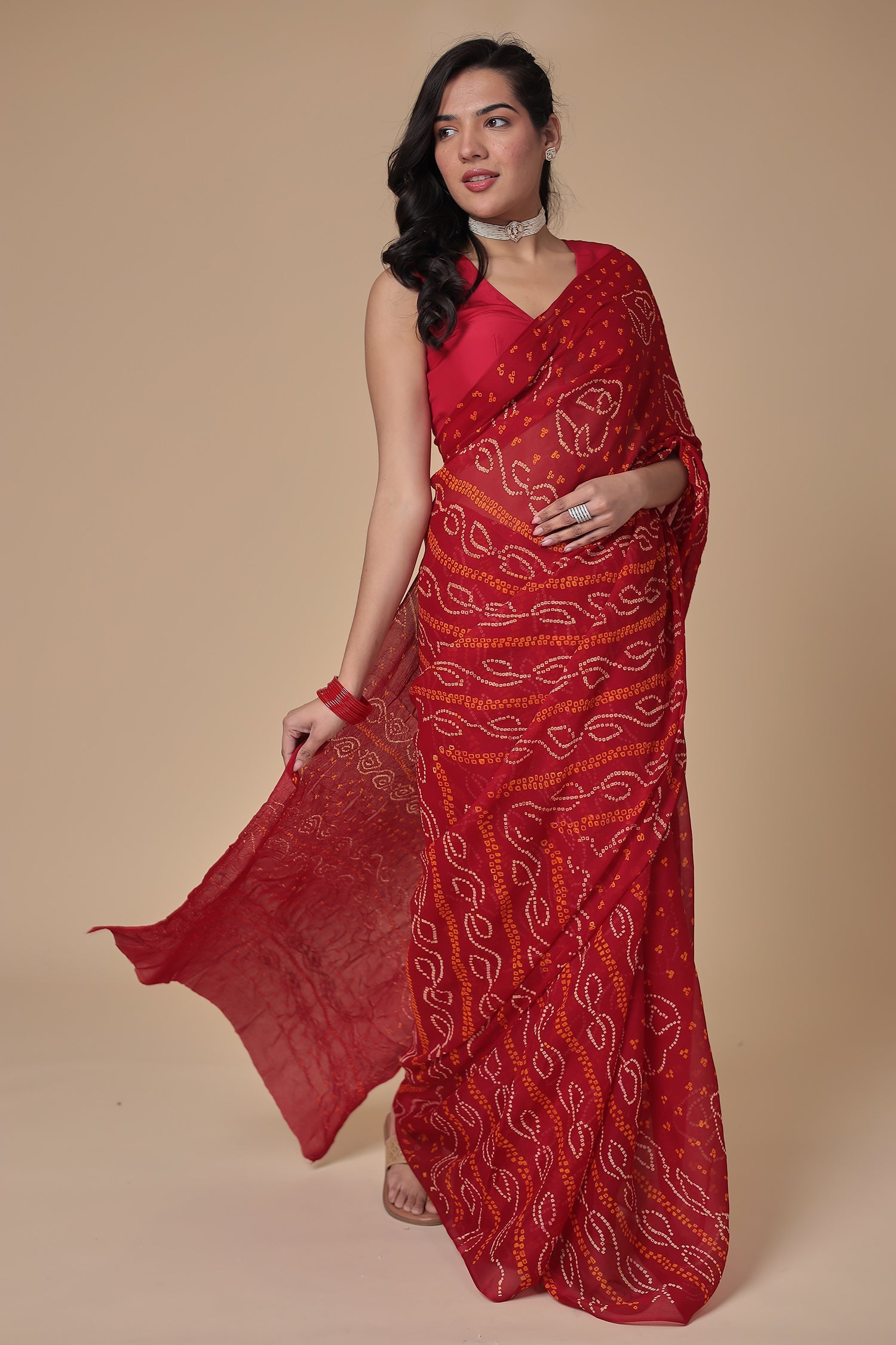 Timeless Bandhej Georgette Saree