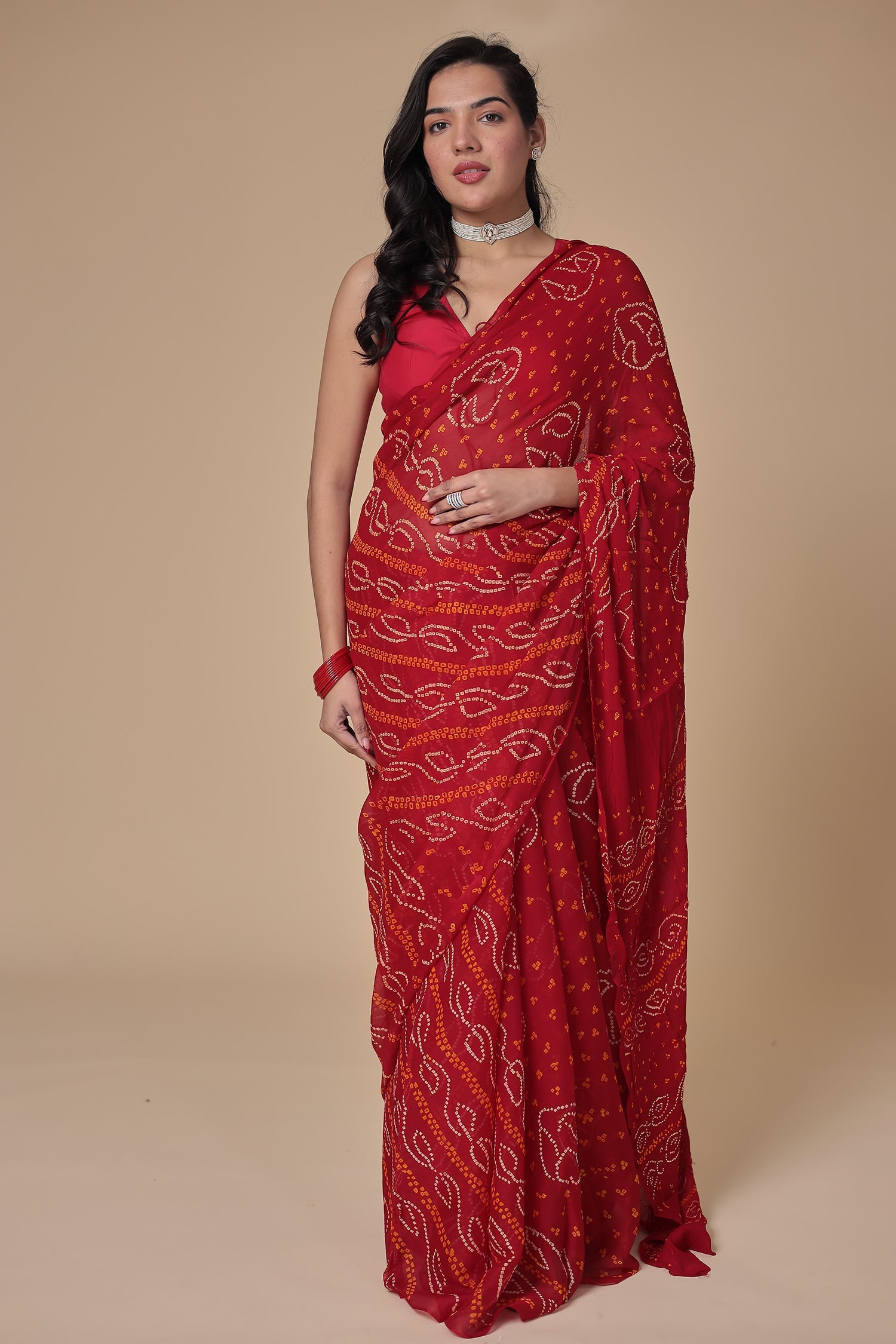 Timeless Bandhej Georgette Saree