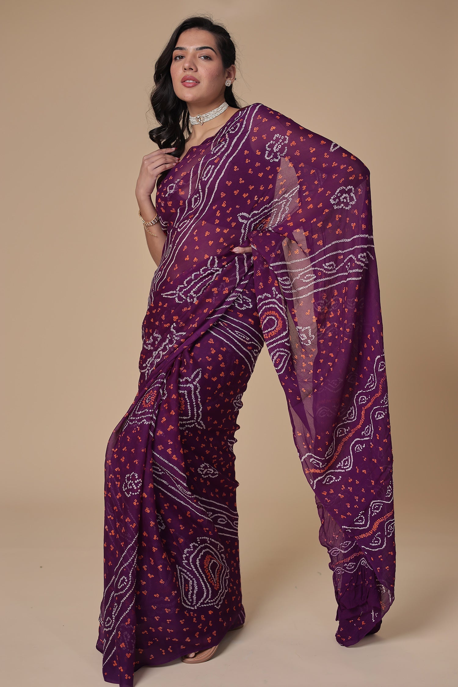 Timeless Bandhej Georgette Saree