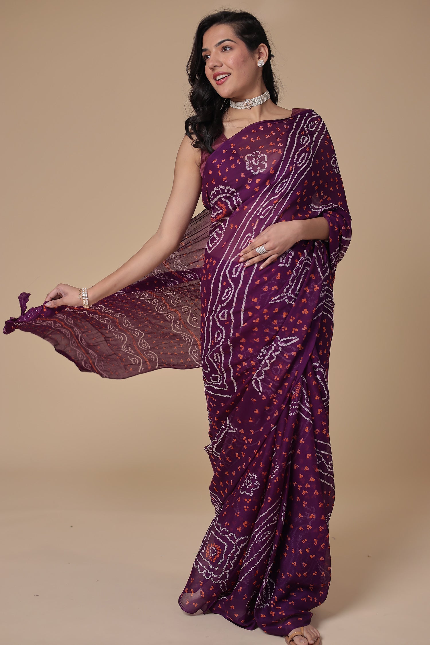 Timeless Bandhej Georgette Saree