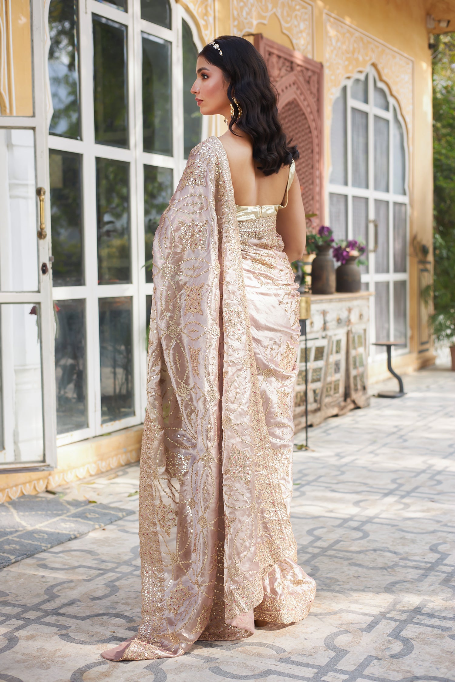 Tissue Saree with Dori and Gota Patti work