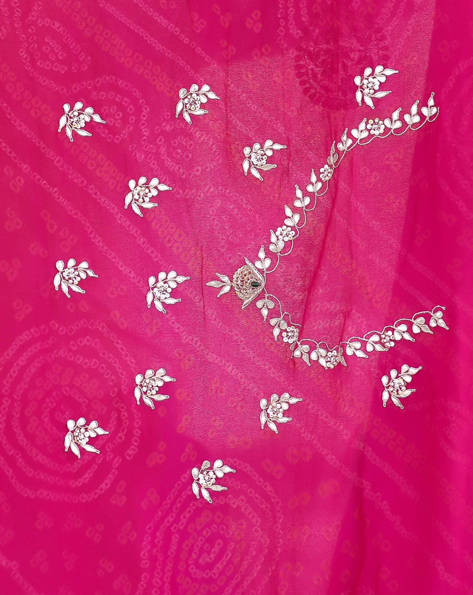 Bandhej Georgette Saree with Gota Patti and Thread work