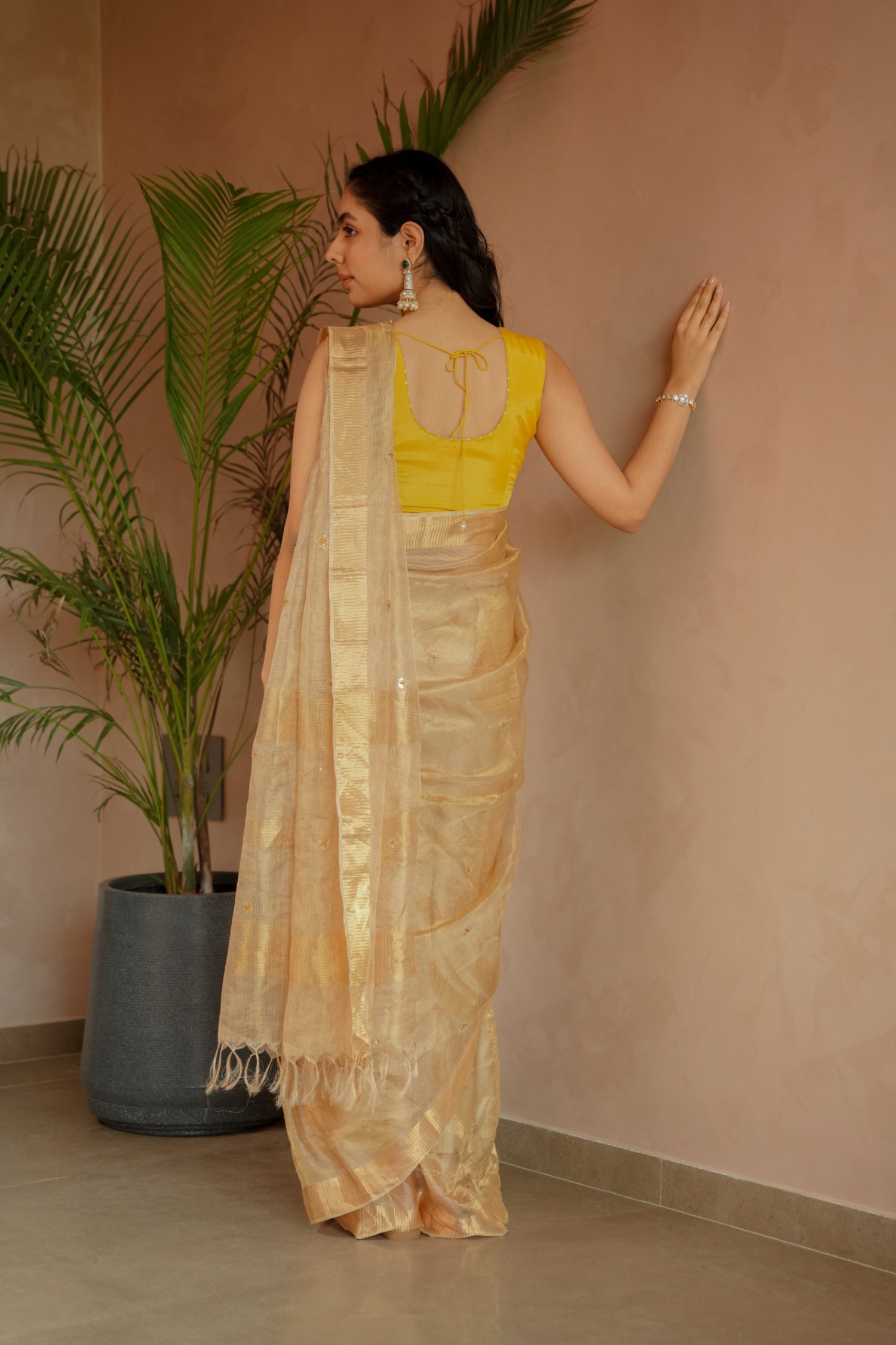 Tissue Saree with Gota Patti and Thread work