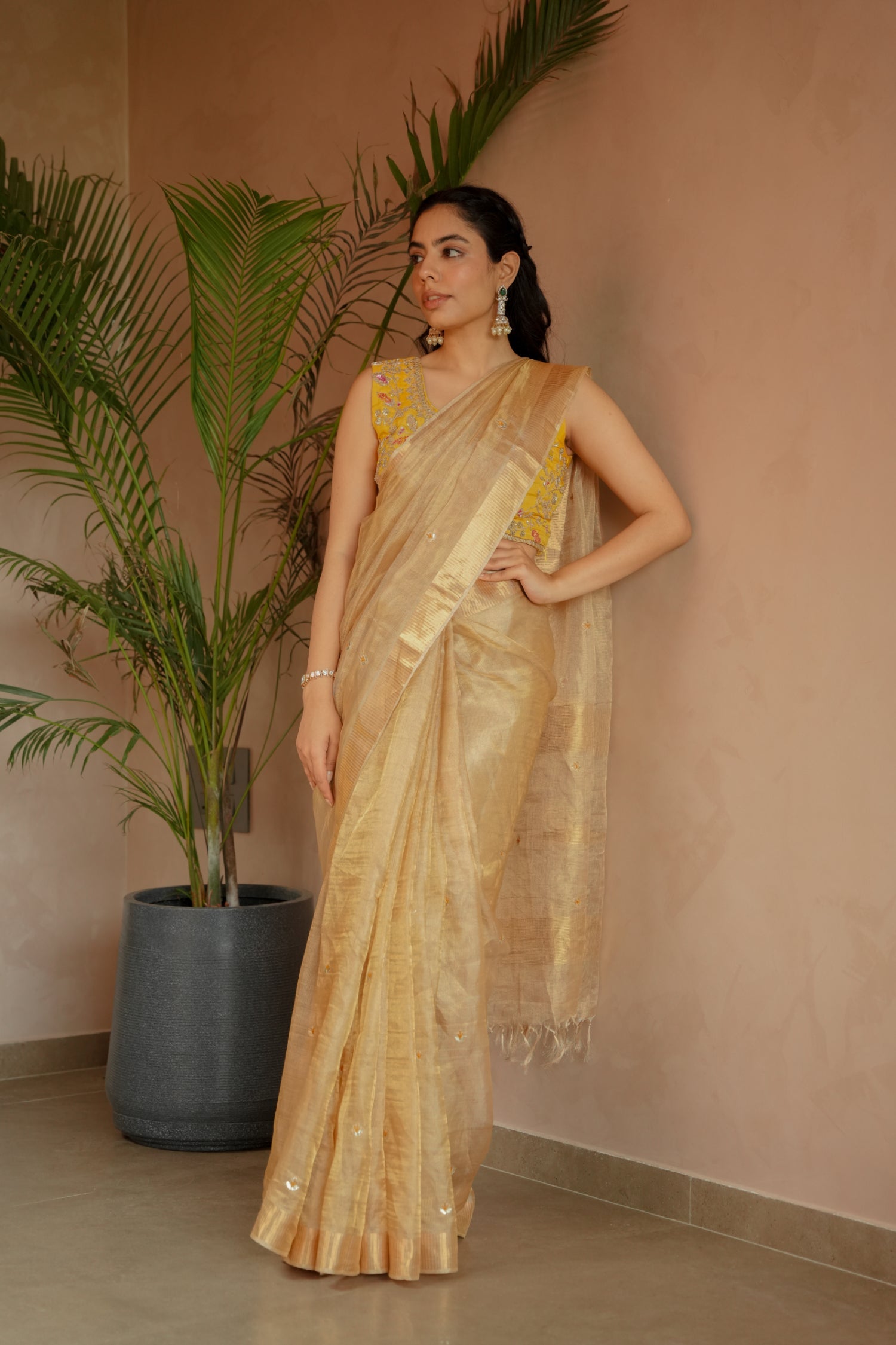 Tissue Saree with Gota Patti and Thread work