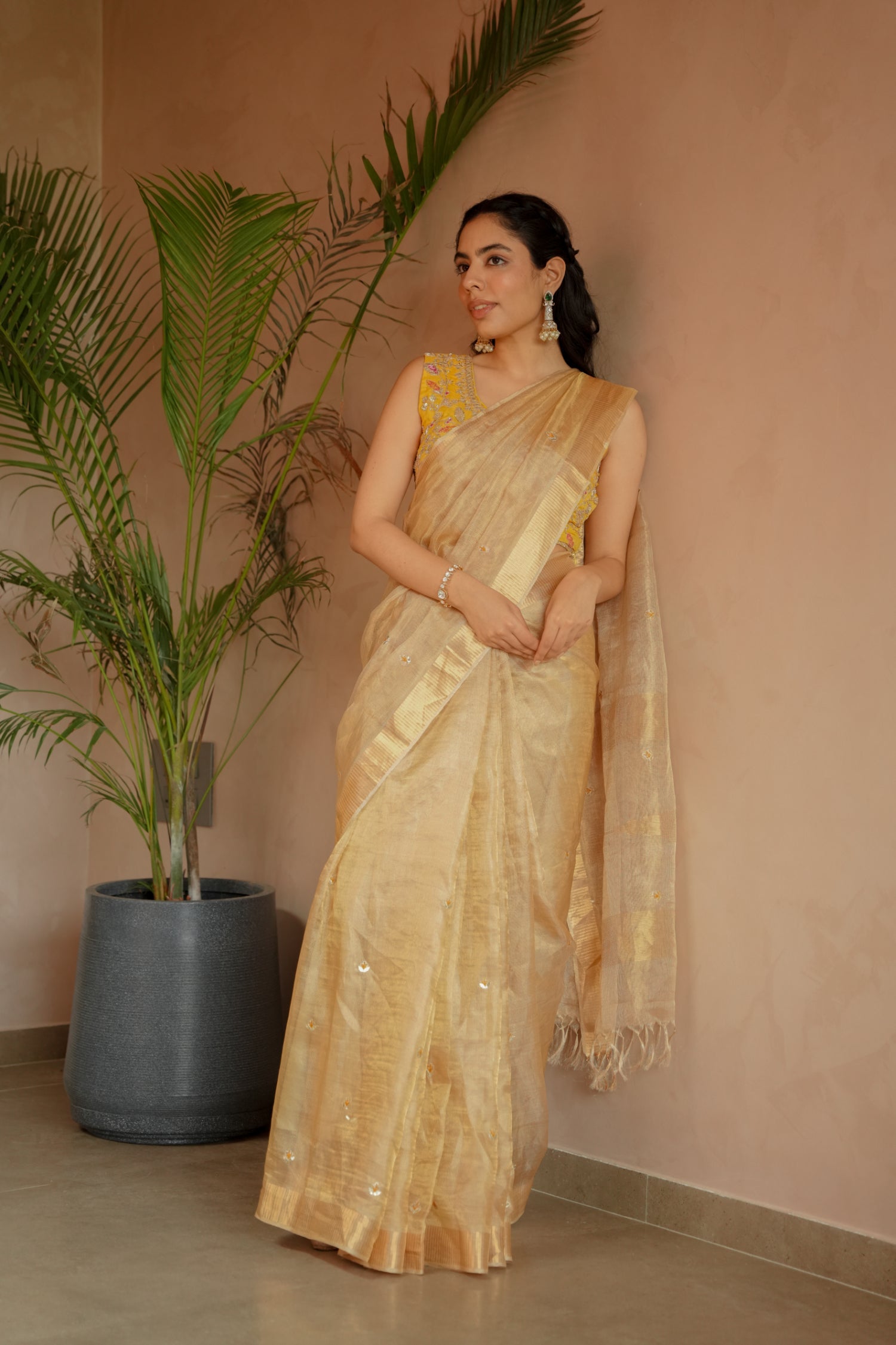 Tissue Saree with Gota Patti and Thread work