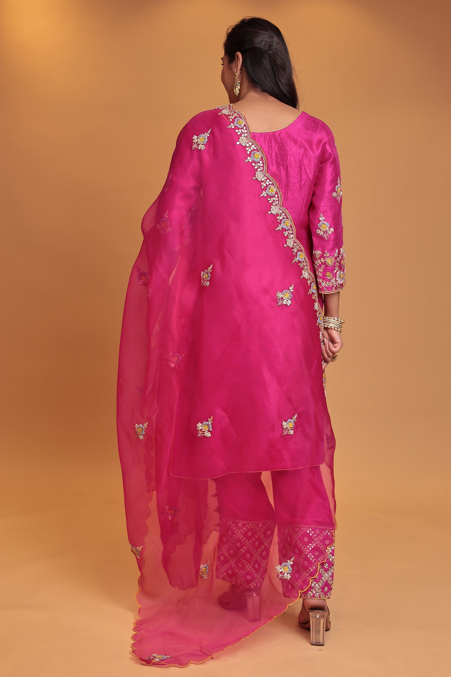 Raw Silk Suit with Gota Patti, Thread and Zardozi work
