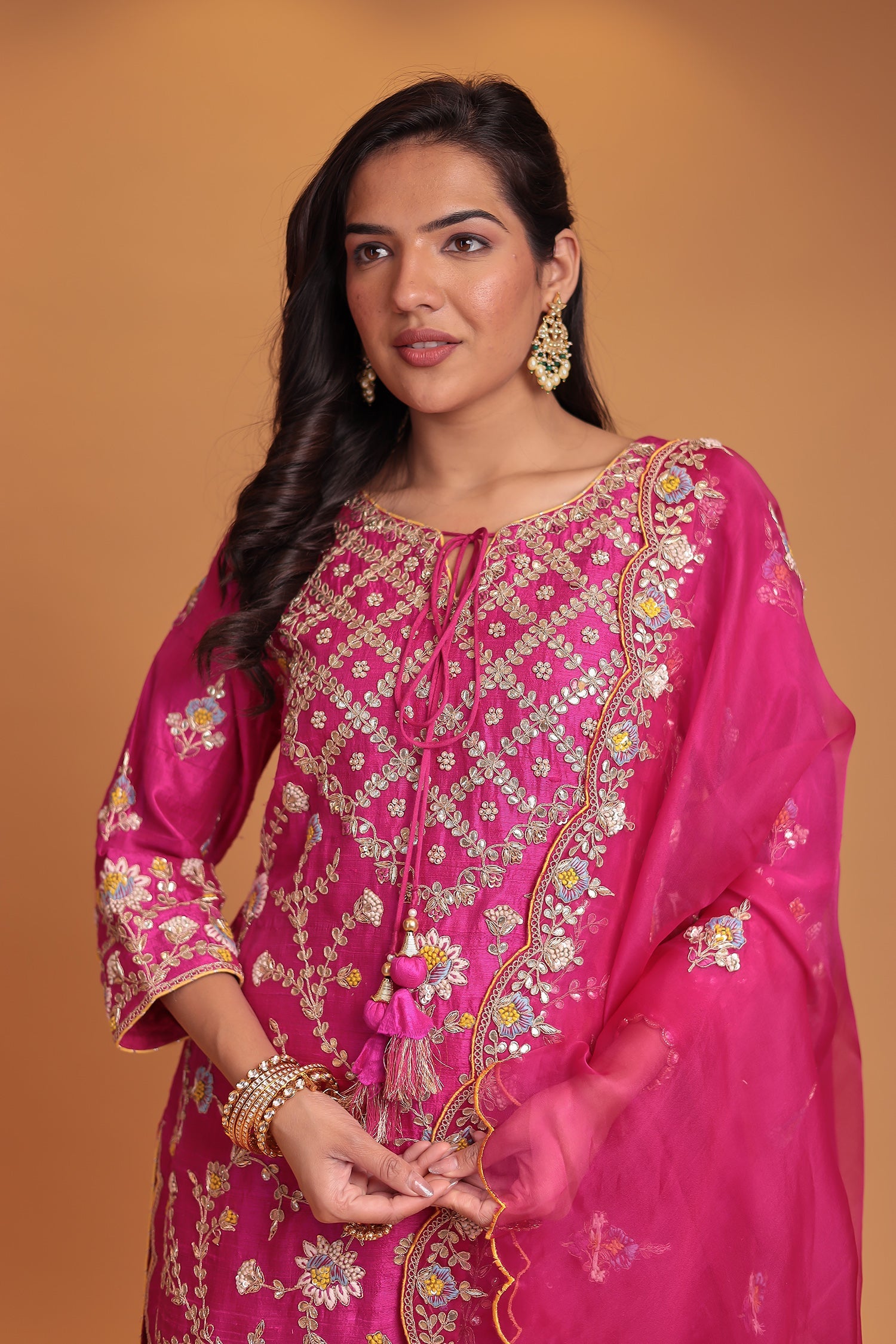 Raw Silk Suit with Gota Patti, Thread and Zardozi work