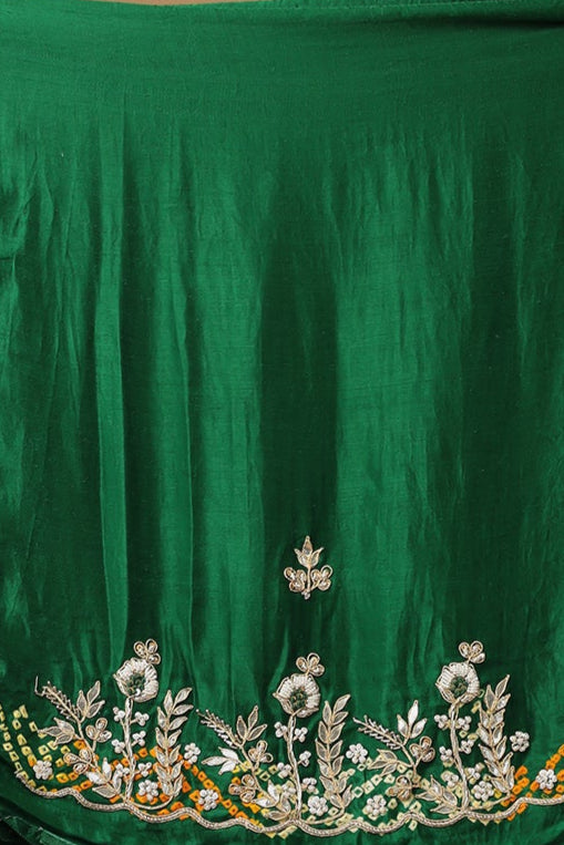 Bandhej Gajji Silk Saree with Dori and Gota Patti work