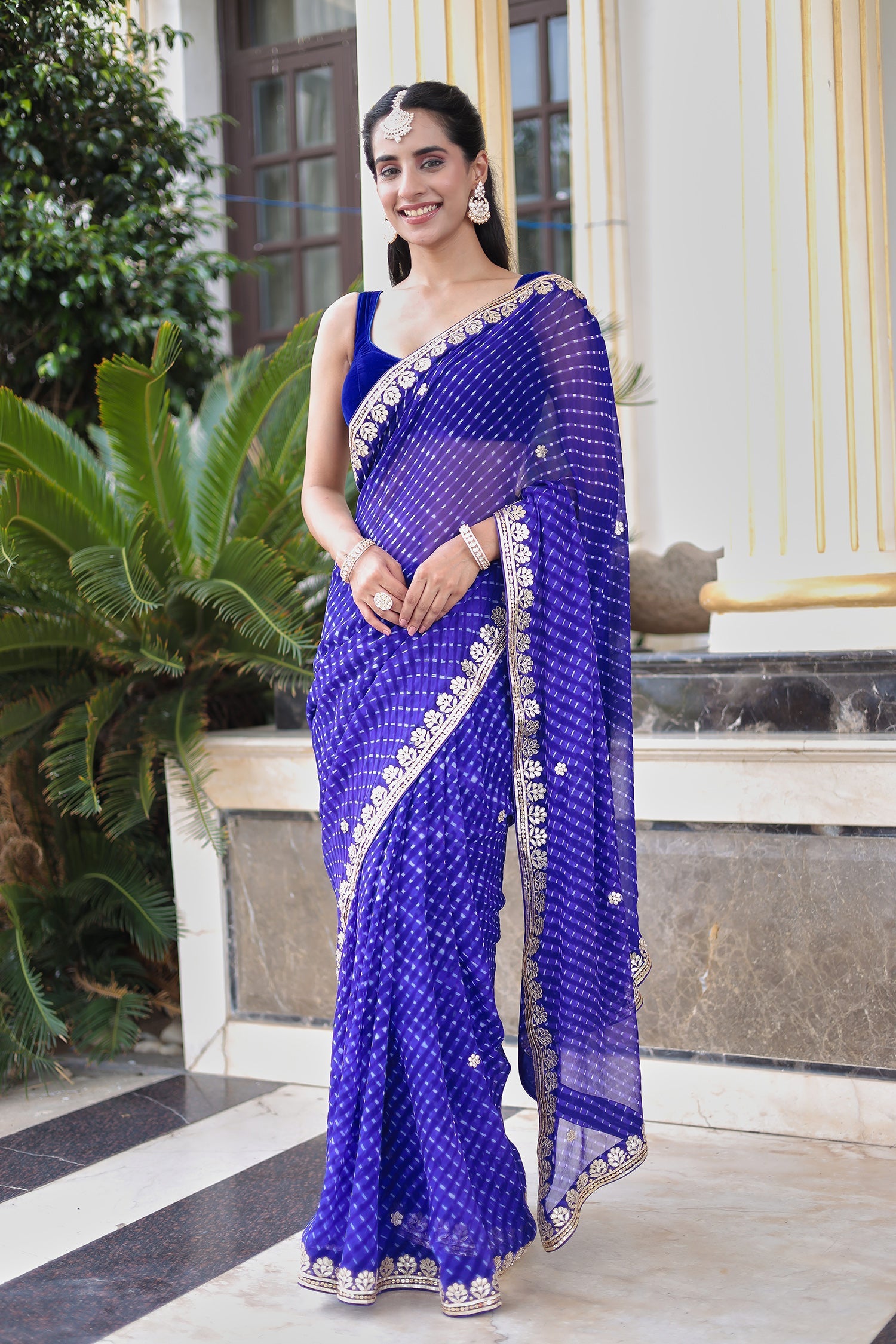 Timeless Mothra Georgette Drape with Traditional Gota Patti & Dori Embroidery