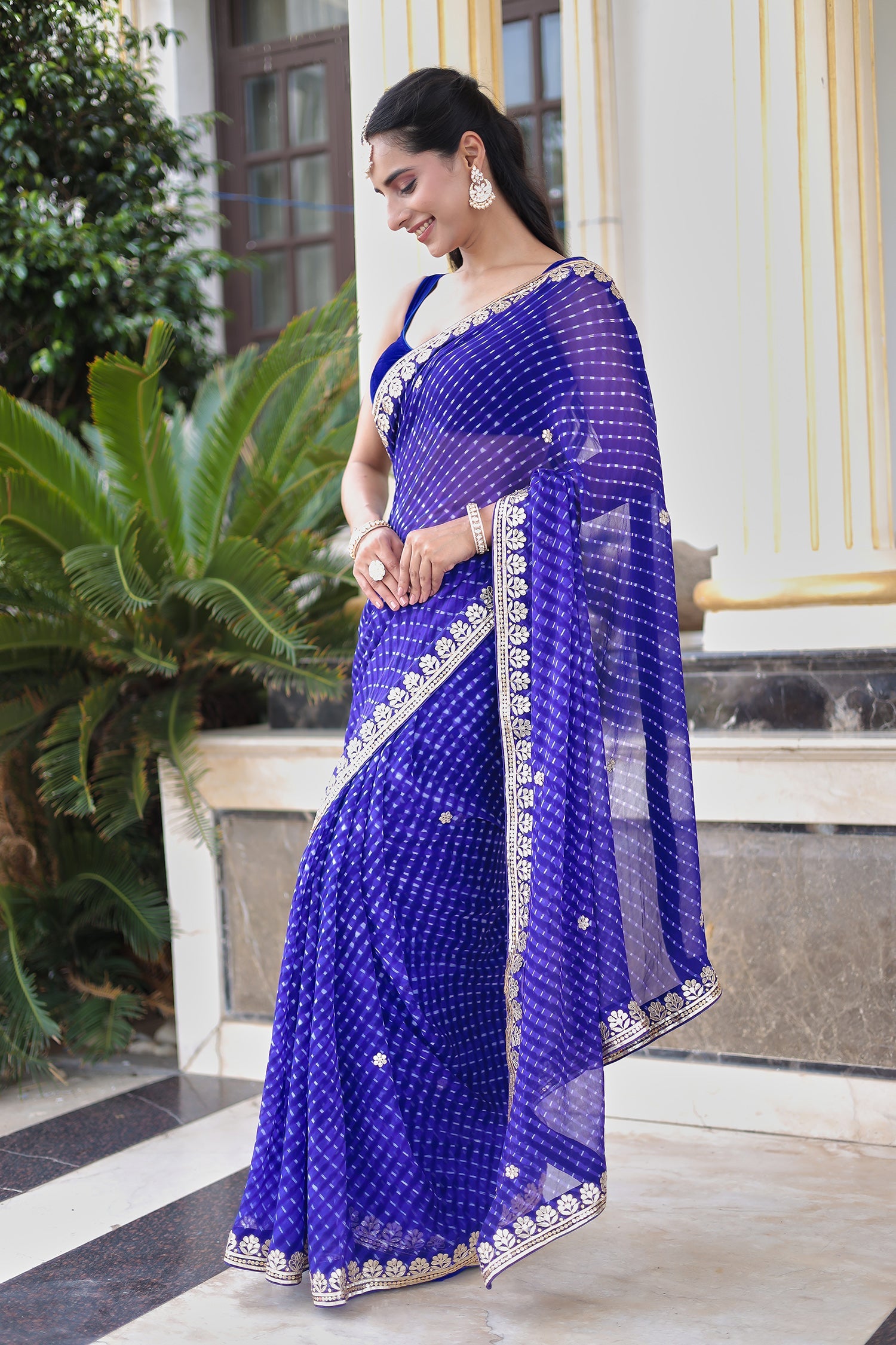 Timeless Mothra Georgette Drape with Traditional Gota Patti & Dori Embroidery