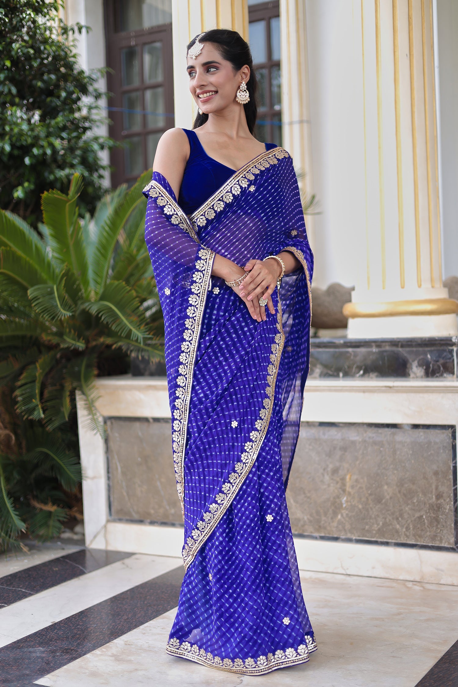 Timeless Mothra Georgette Drape with Traditional Gota Patti & Dori Embroidery