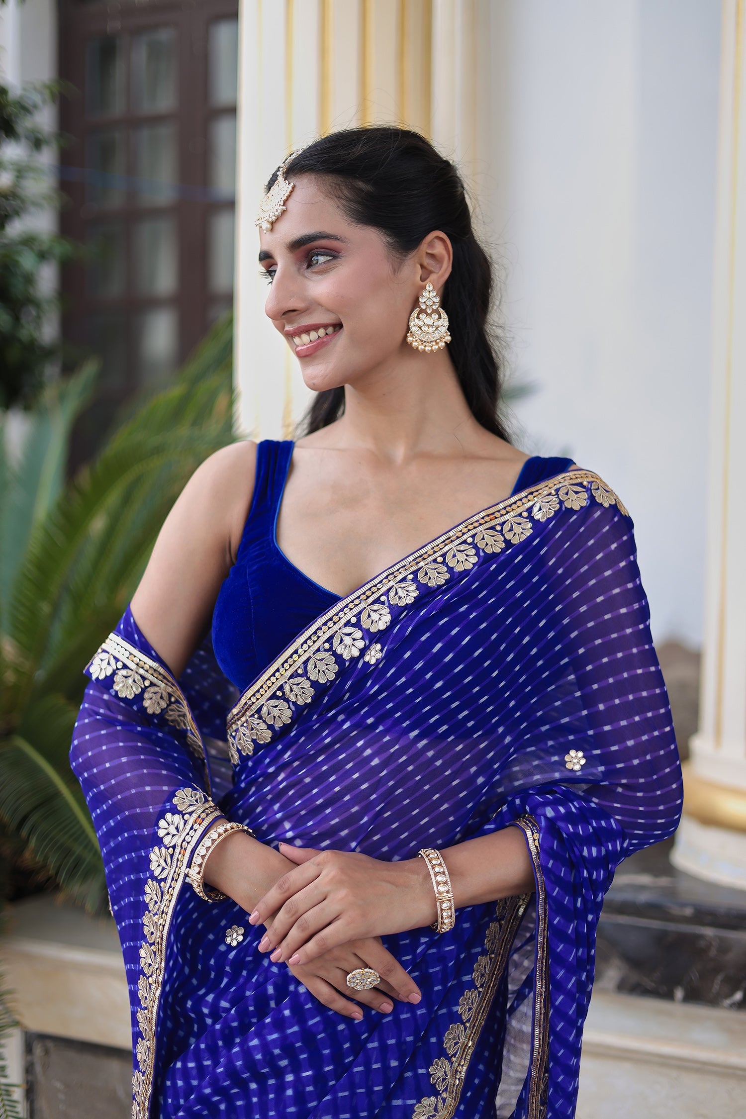 Timeless Mothra Georgette Drape with Traditional Gota Patti & Dori Embroidery