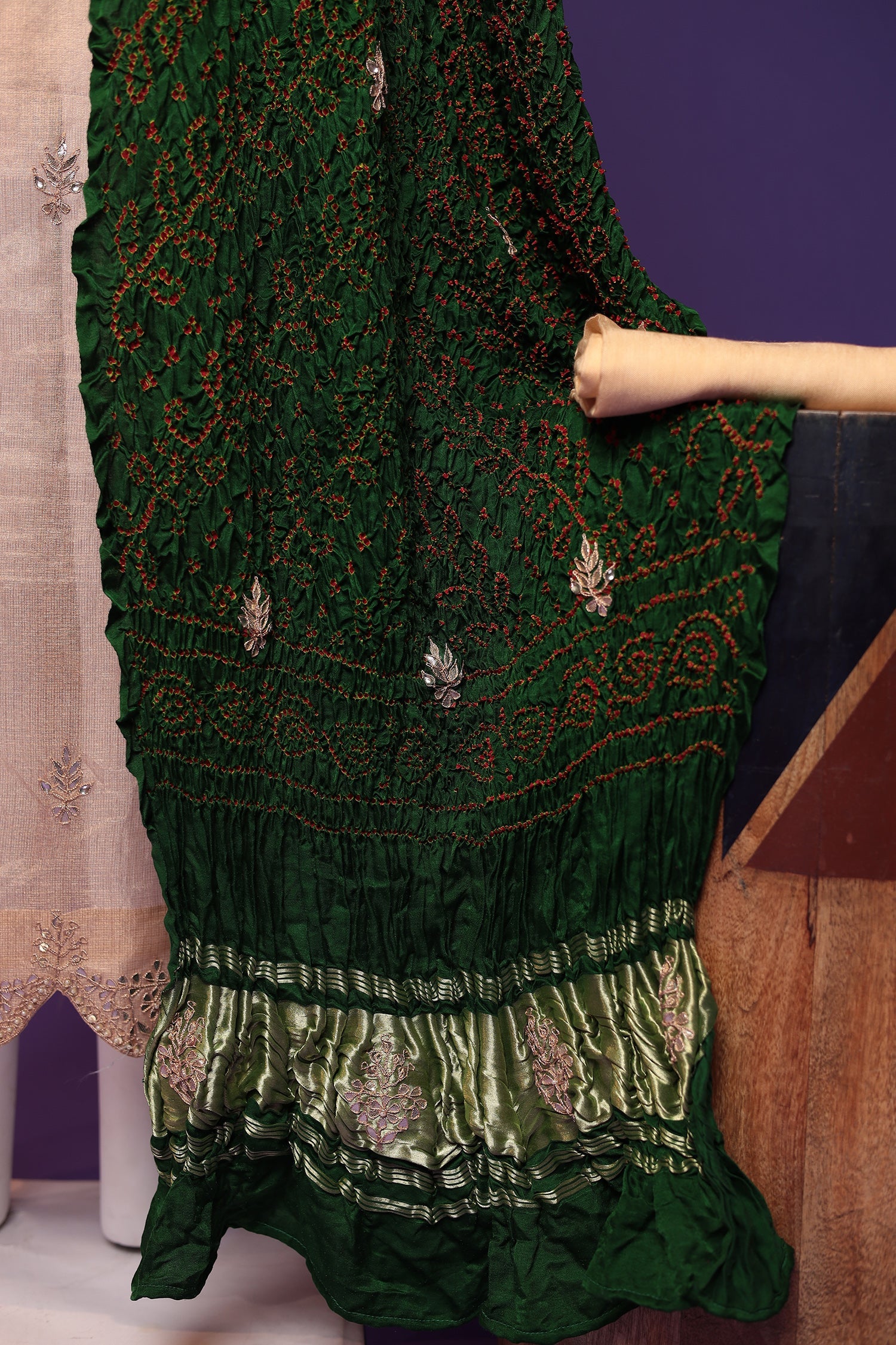 Tissue Unstitched Suit with Dori, Gota Patti and Pearl work